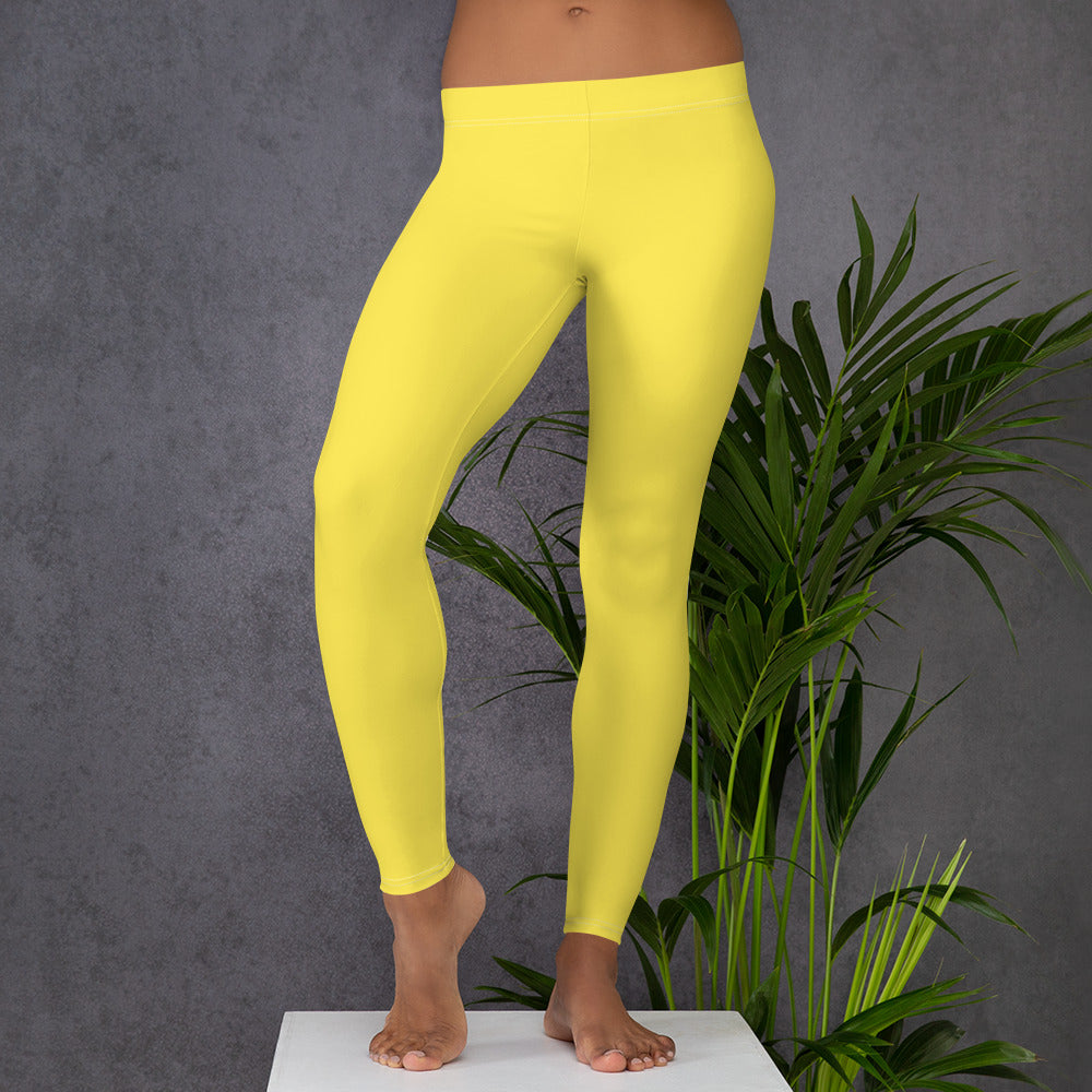 Preppy Plain Yellow Gym Workout Leggings for Women