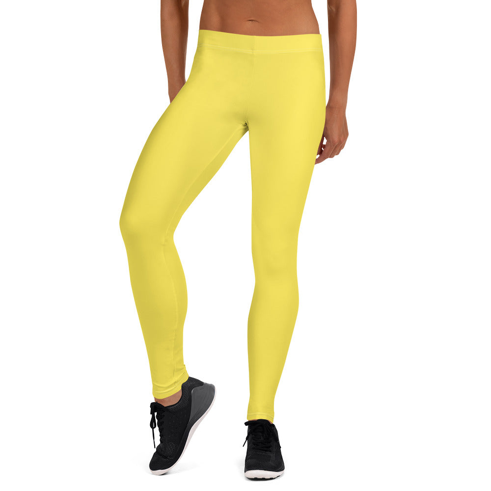 Preppy Plain Yellow Gym Workout Leggings for Women