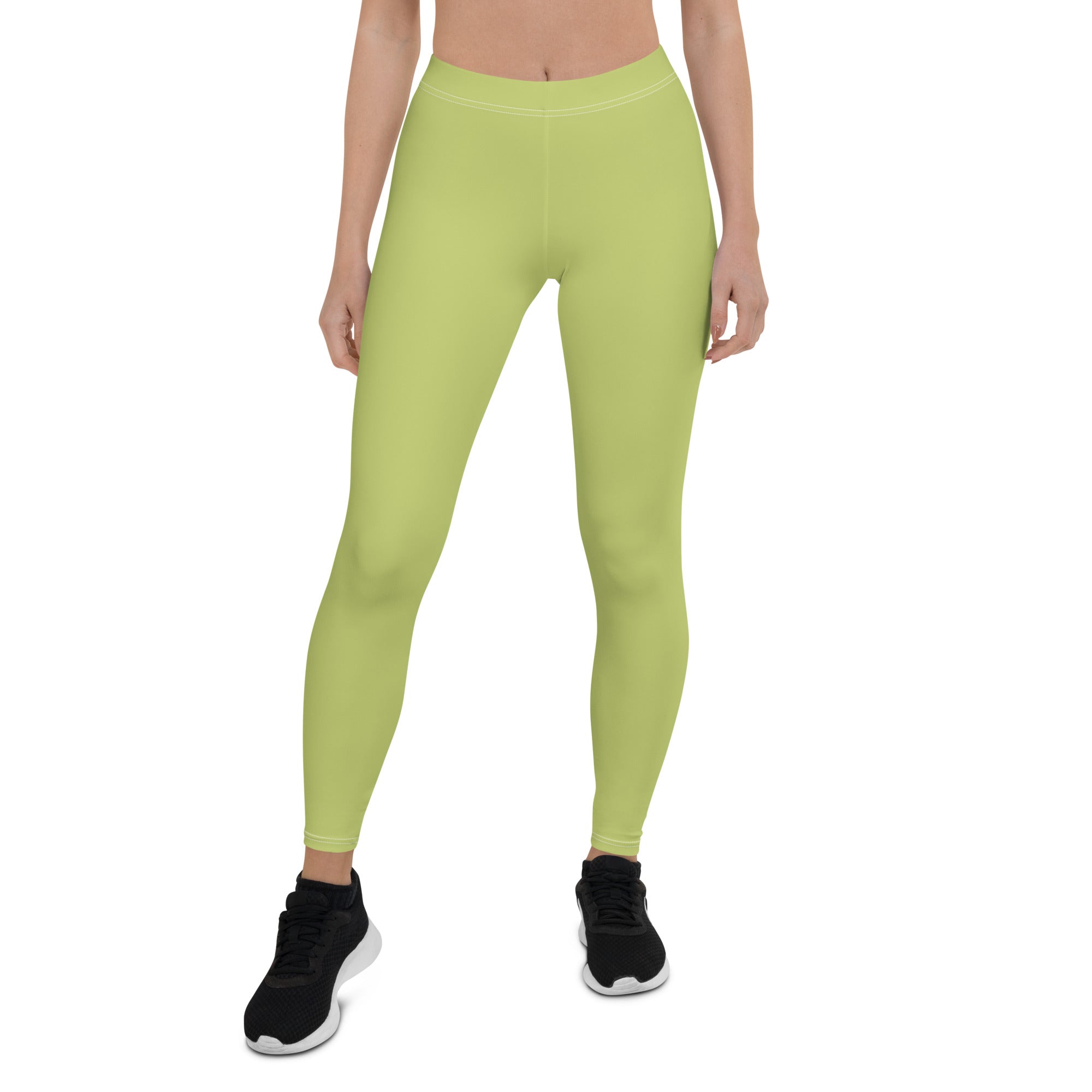 Preppy Plain Olive Green Gym Workout Leggings for Women