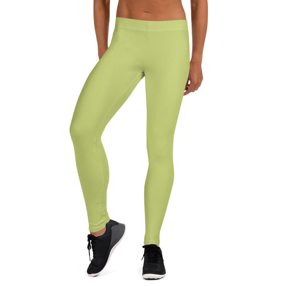 Preppy Plain Olive Green Gym Workout Leggings for Women