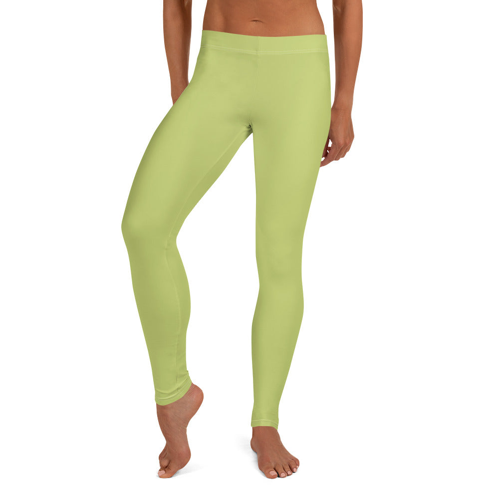 Preppy Plain Olive Green Gym Workout Leggings for Women