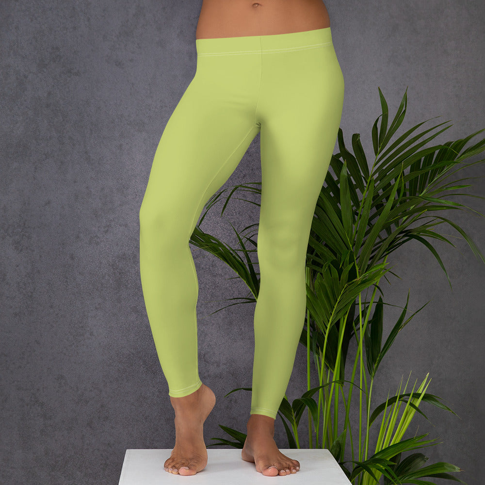 Preppy Plain Olive Green Gym Workout Leggings for Women