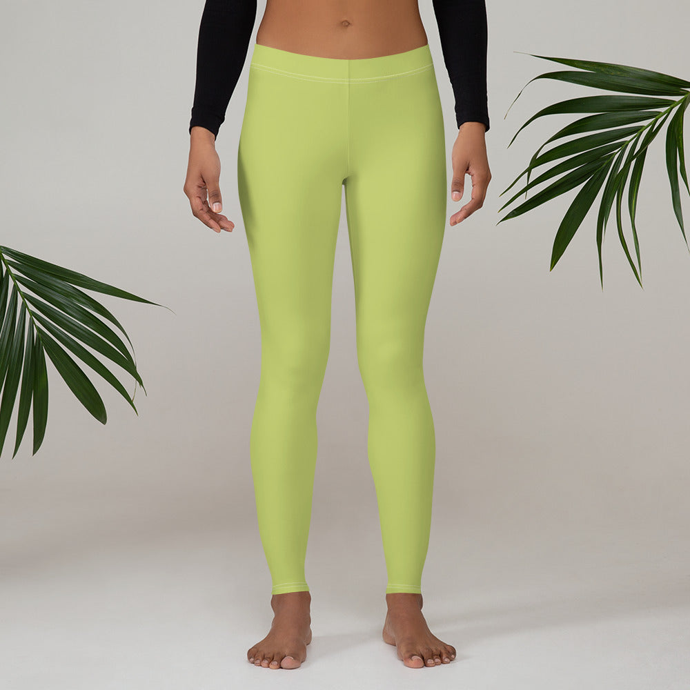 Preppy Plain Olive Green Gym Workout Leggings for Women