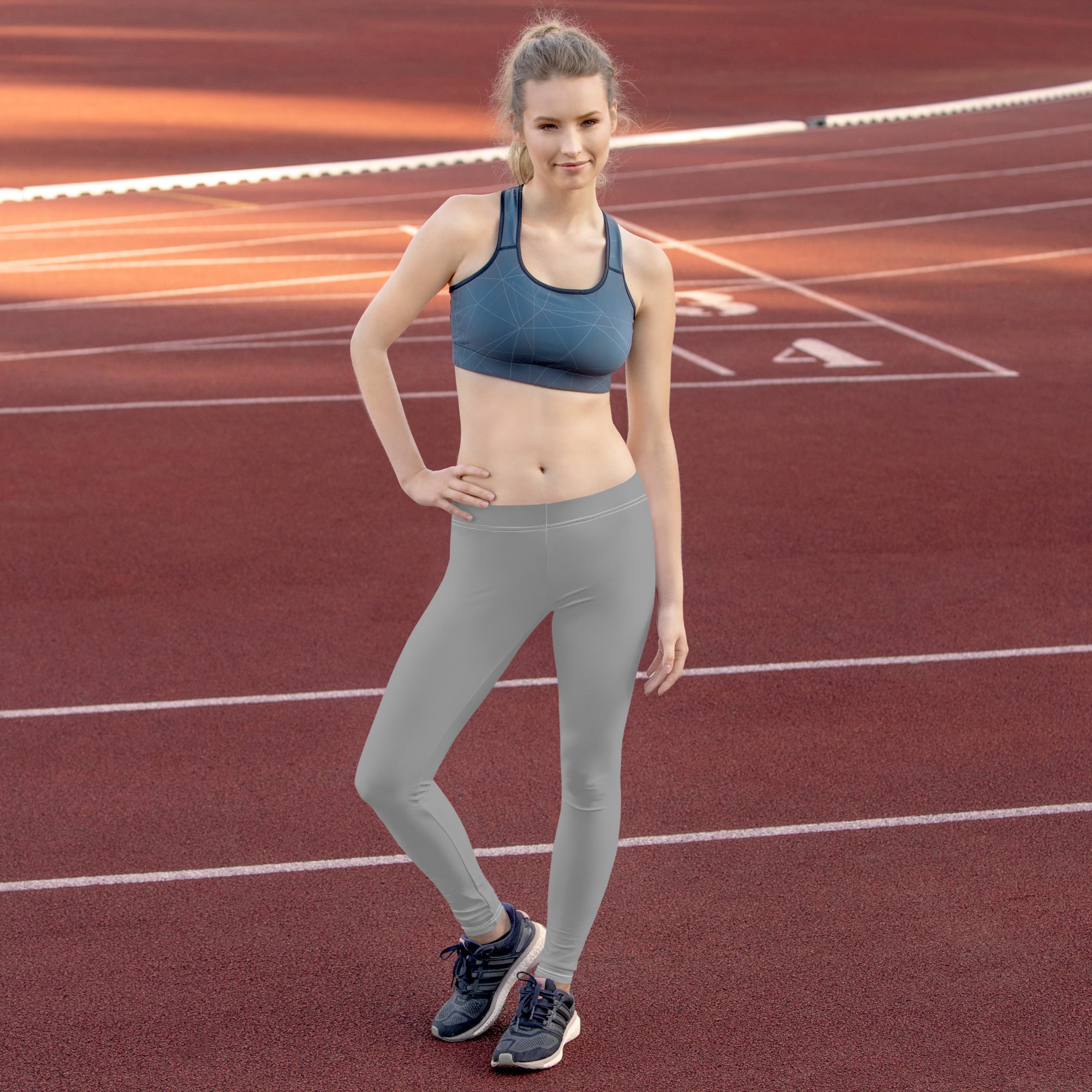 Preppy Aesthetic Grey Workout Leggings for Women