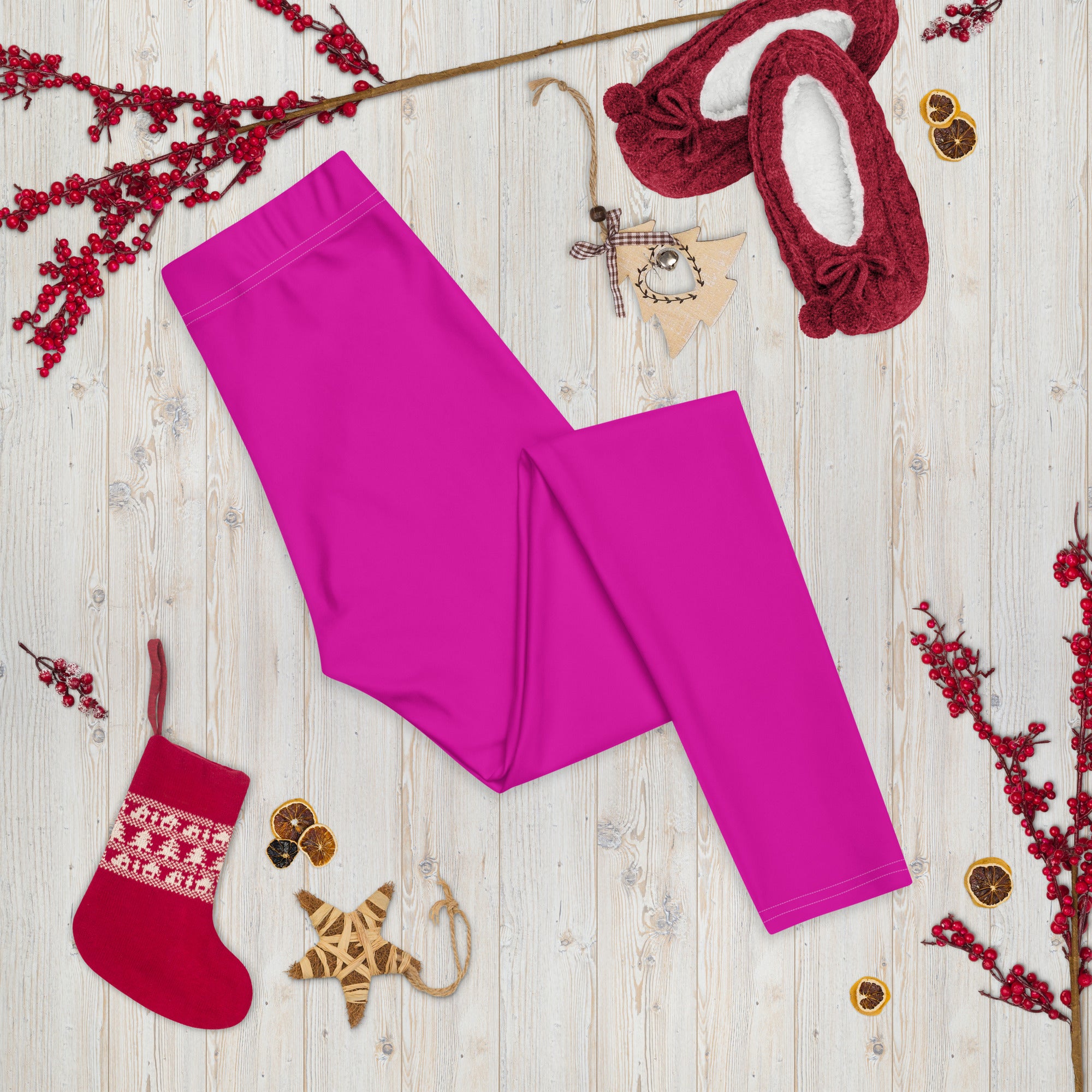 Neon Pink Gym Workout Leggings for Women