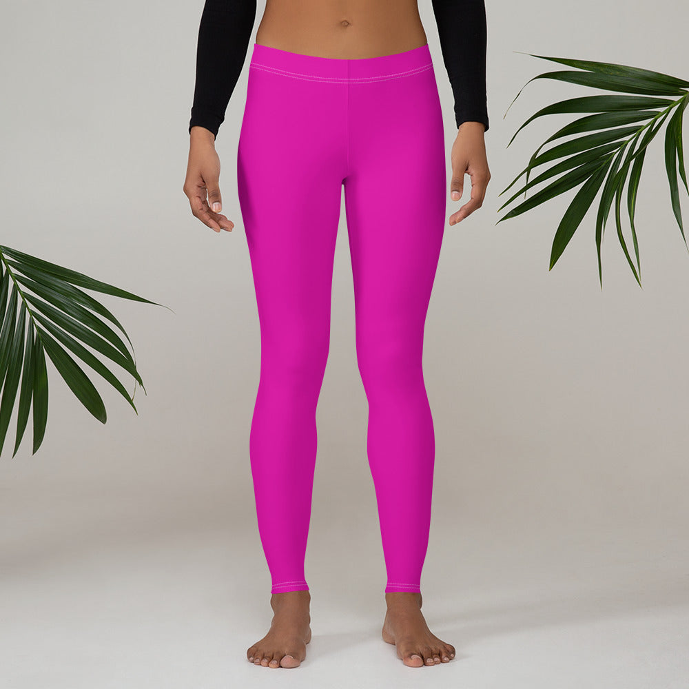 Neon Pink Gym Workout Leggings for Women