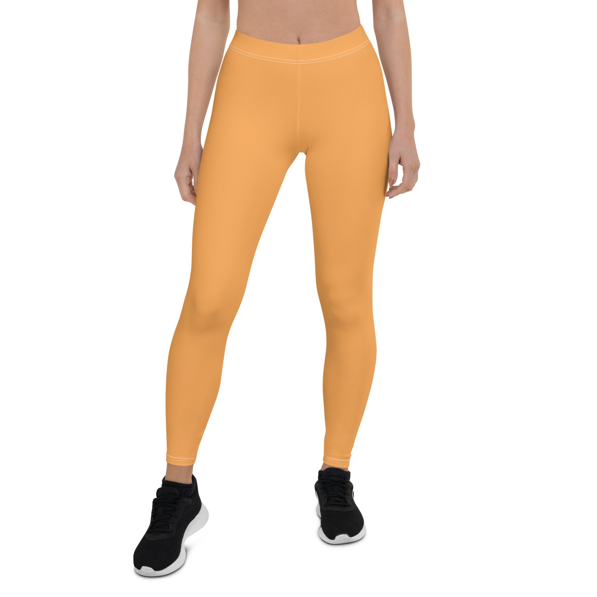 Sporty Orange Running & Gym Workout Leggings for Women