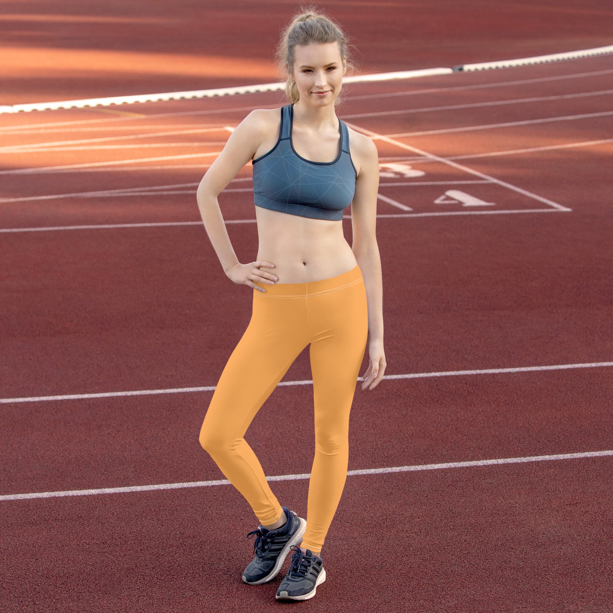 Sporty Orange Running & Gym Workout Leggings for Women