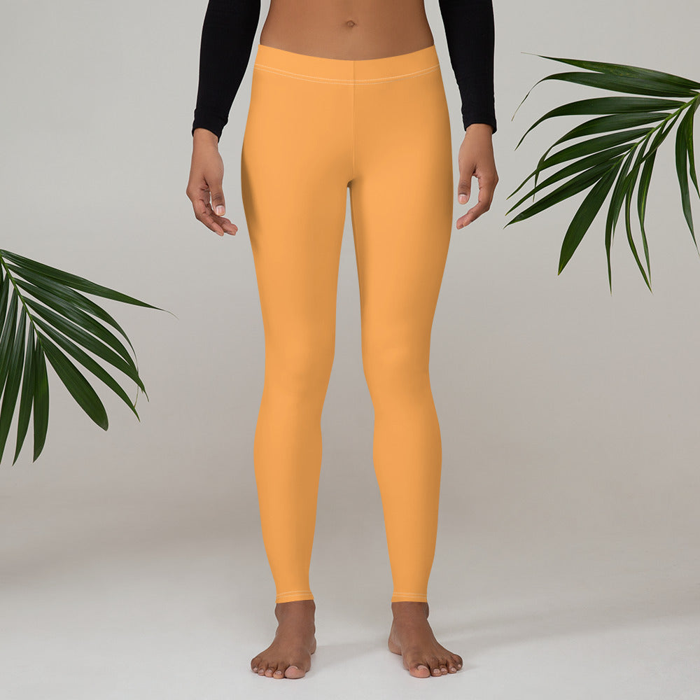 Sporty Orange Running & Gym Workout Leggings for Women