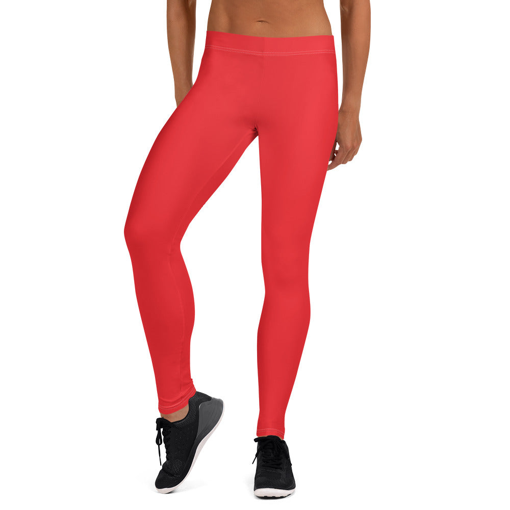 Athletic Red Running & Gym Workout Leggings for Women