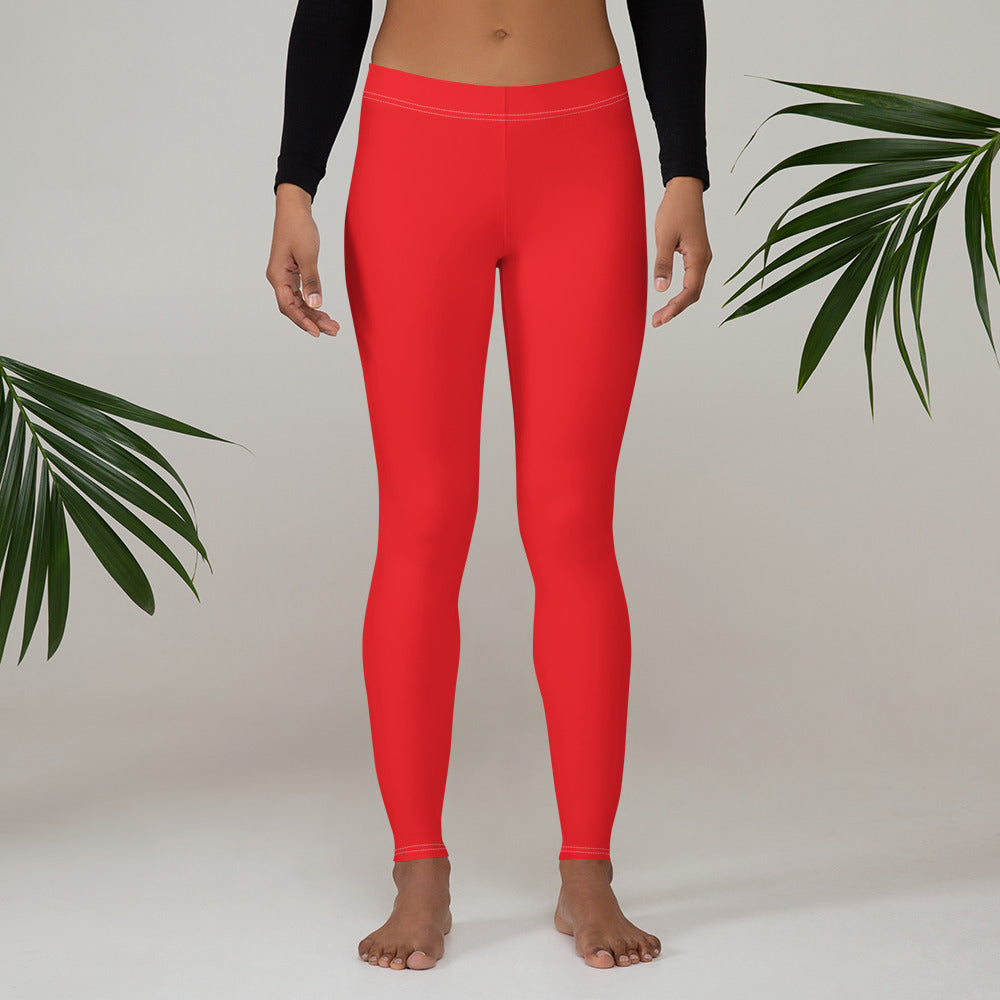 Athletic Red Running & Gym Workout Leggings for Women