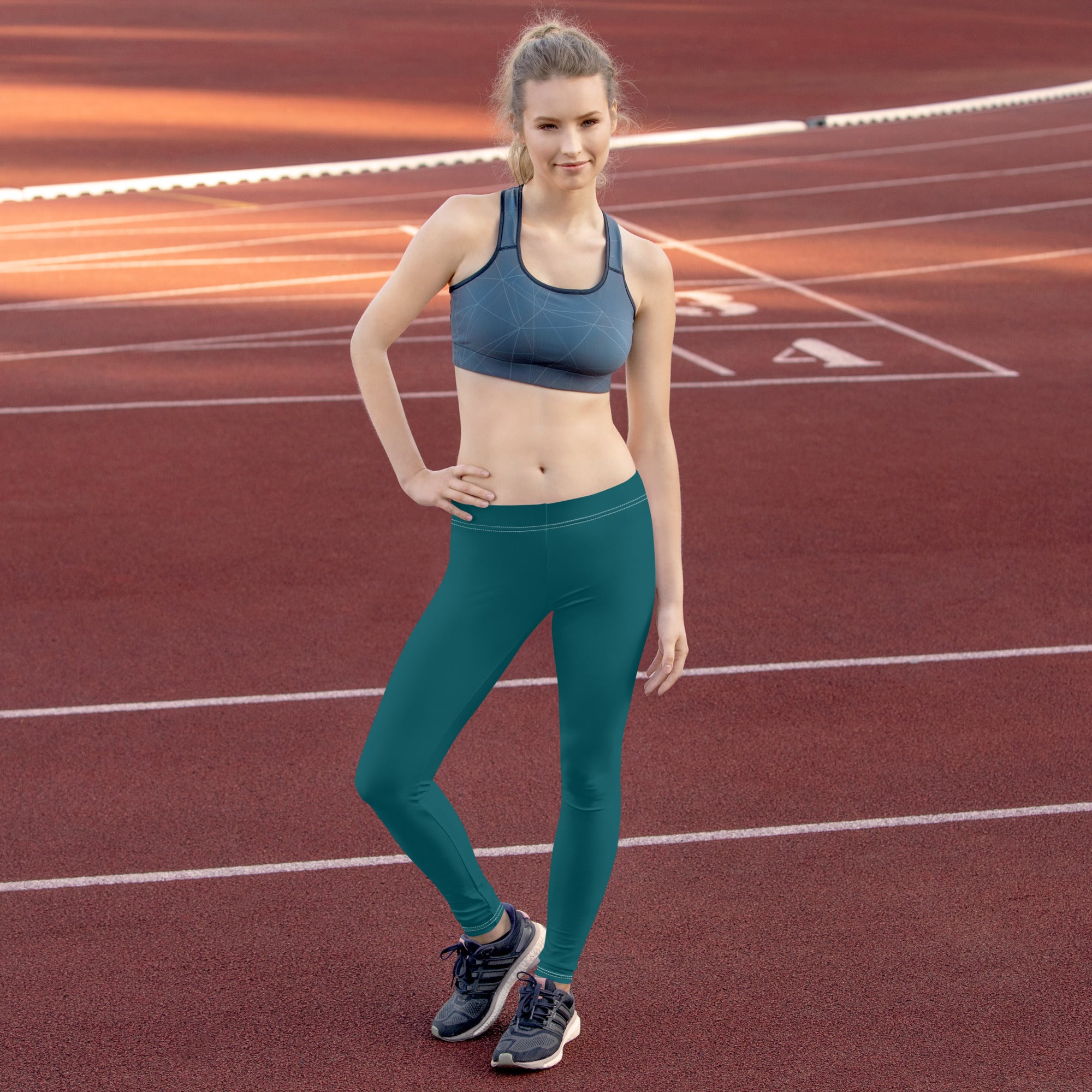 Seamless Teal Running & Gym Workout Leggings for Women