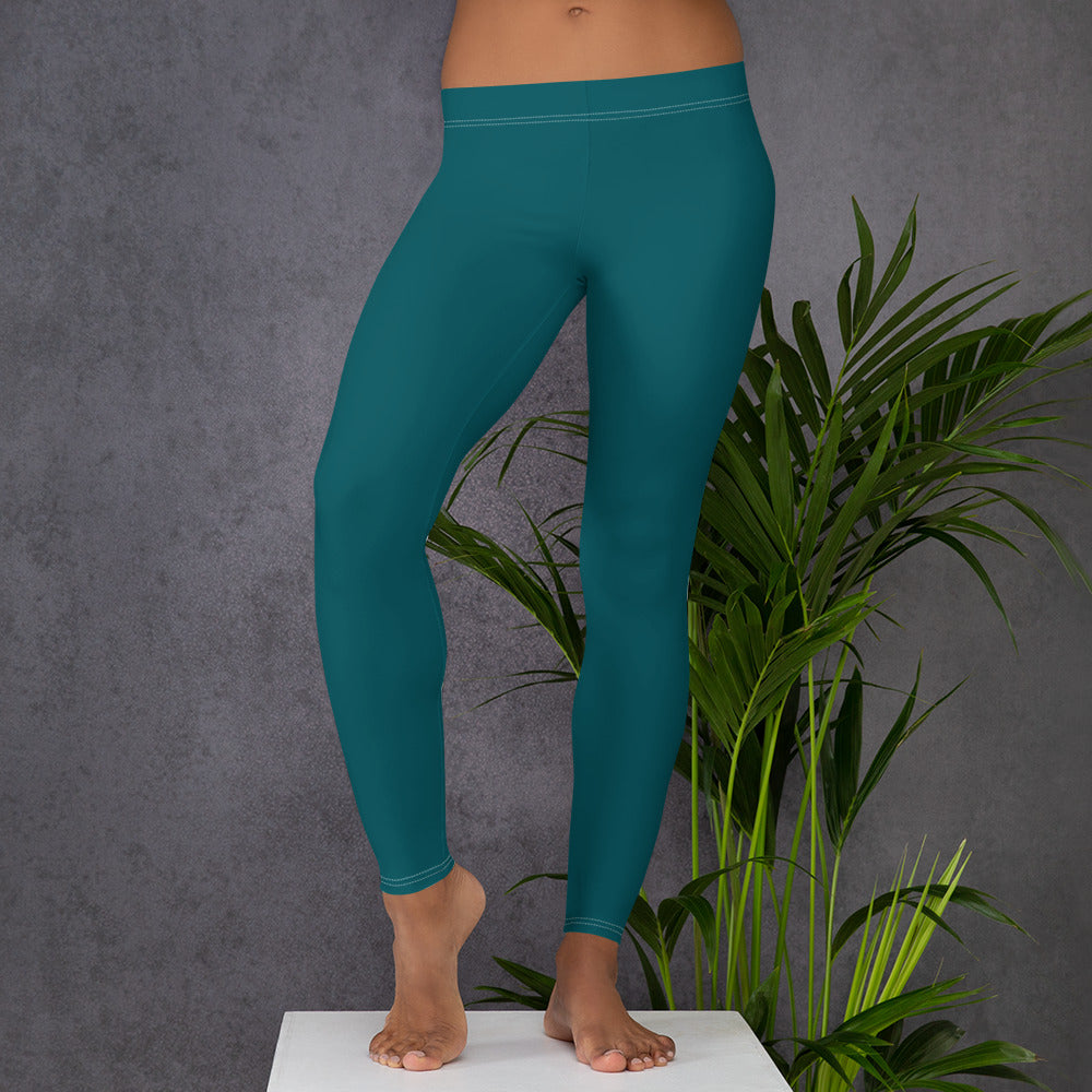 Seamless Teal Running & Gym Workout Leggings for Women