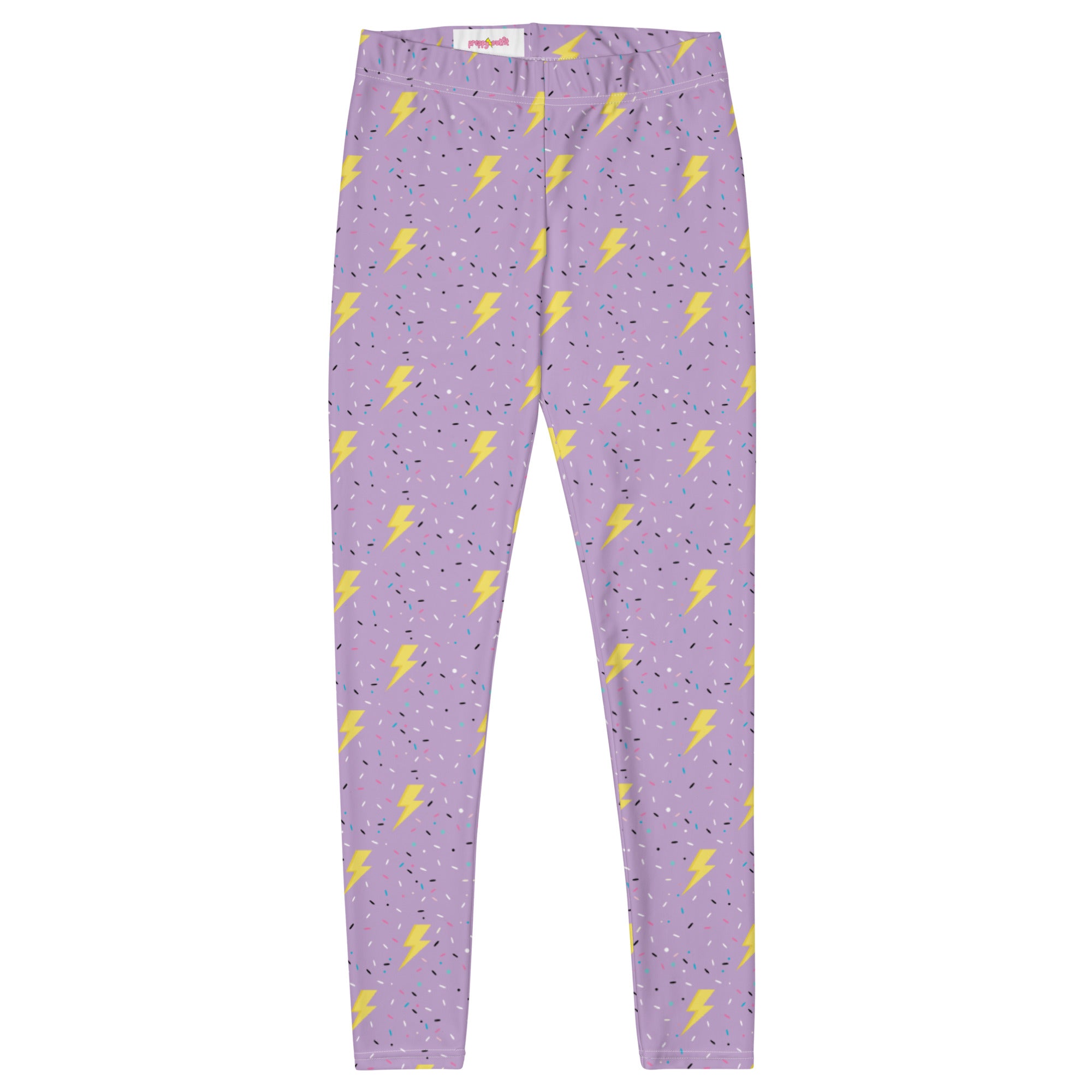 Preppy Purple Lightning Bolts Running & Gym Workout Leggings