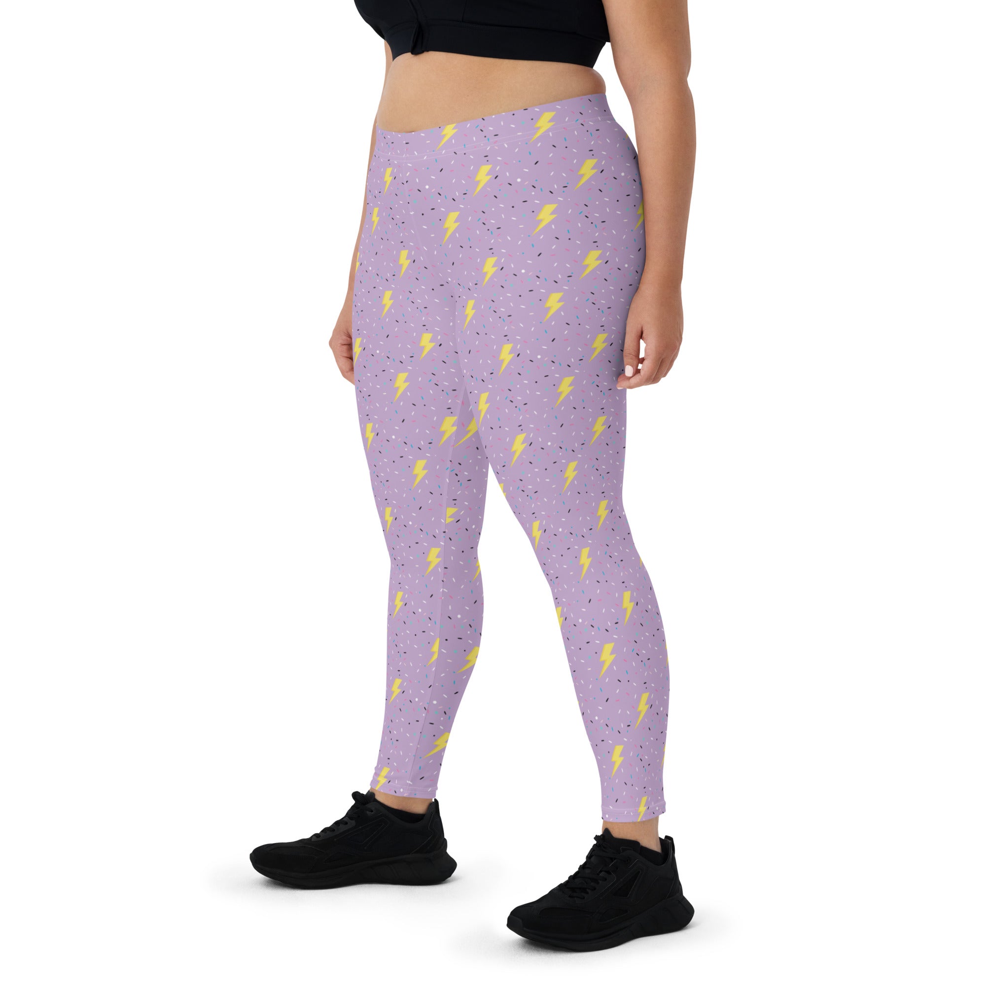 Preppy Purple Lightning Bolts Running & Gym Workout Leggings