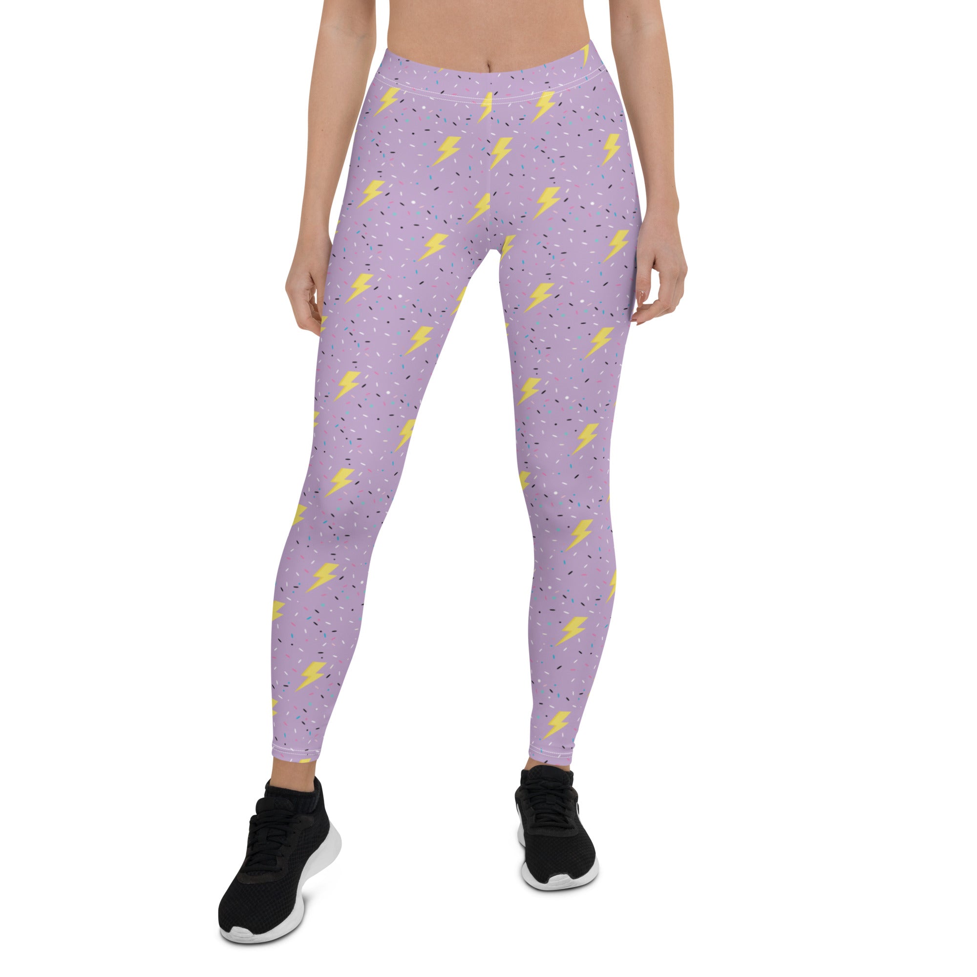 Preppy Purple Lightning Bolts Running & Gym Workout Leggings