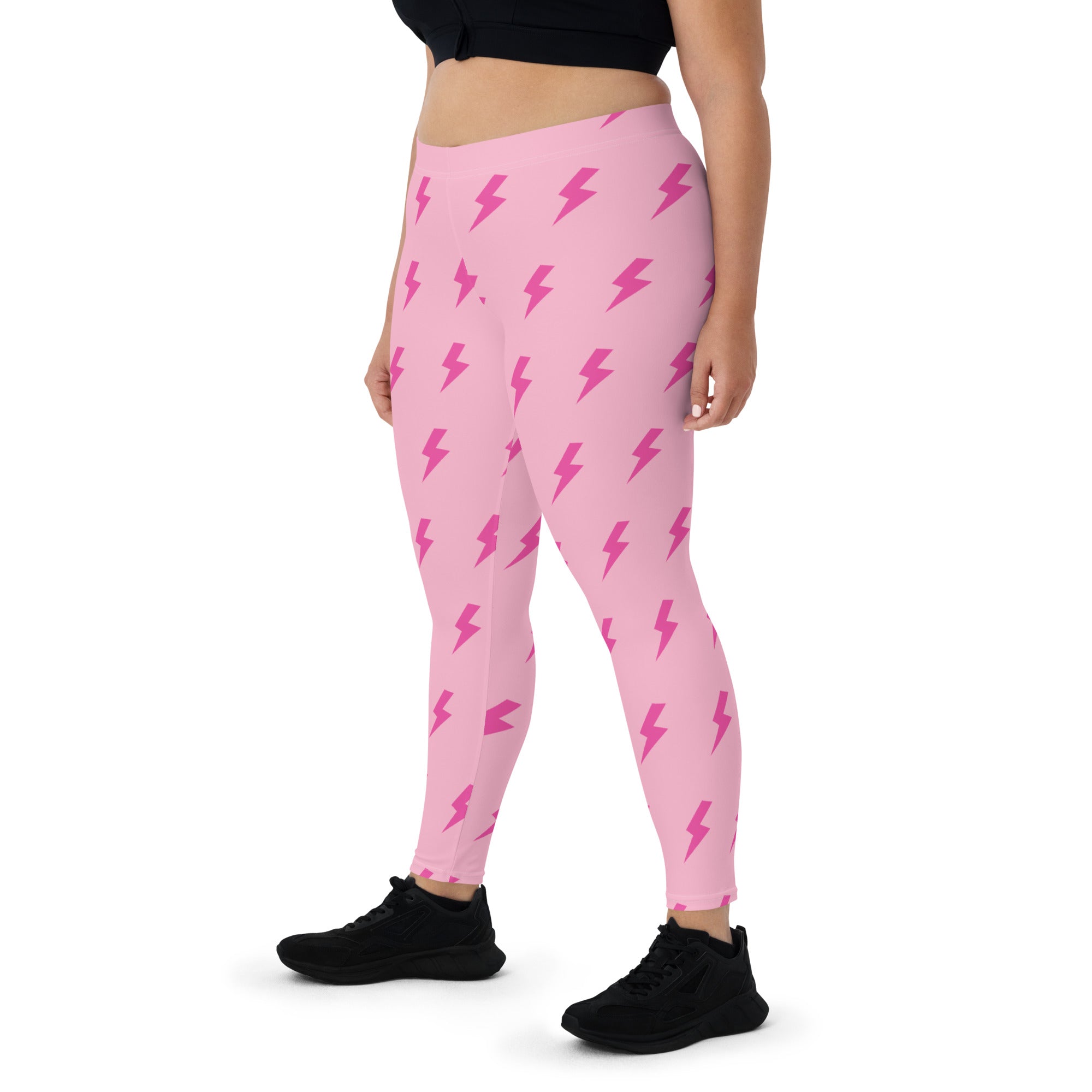 Preppy Pink Lightning Bolts Running & Gym Leggings