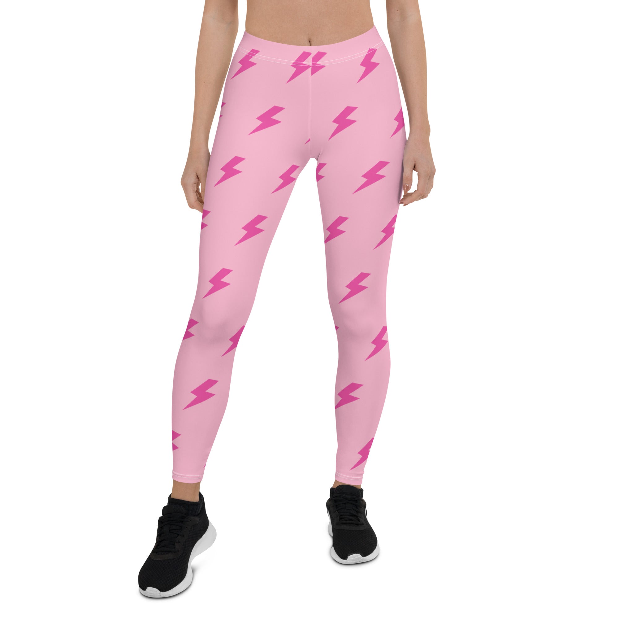 Preppy Pink Lightning Bolts Running & Gym Leggings
