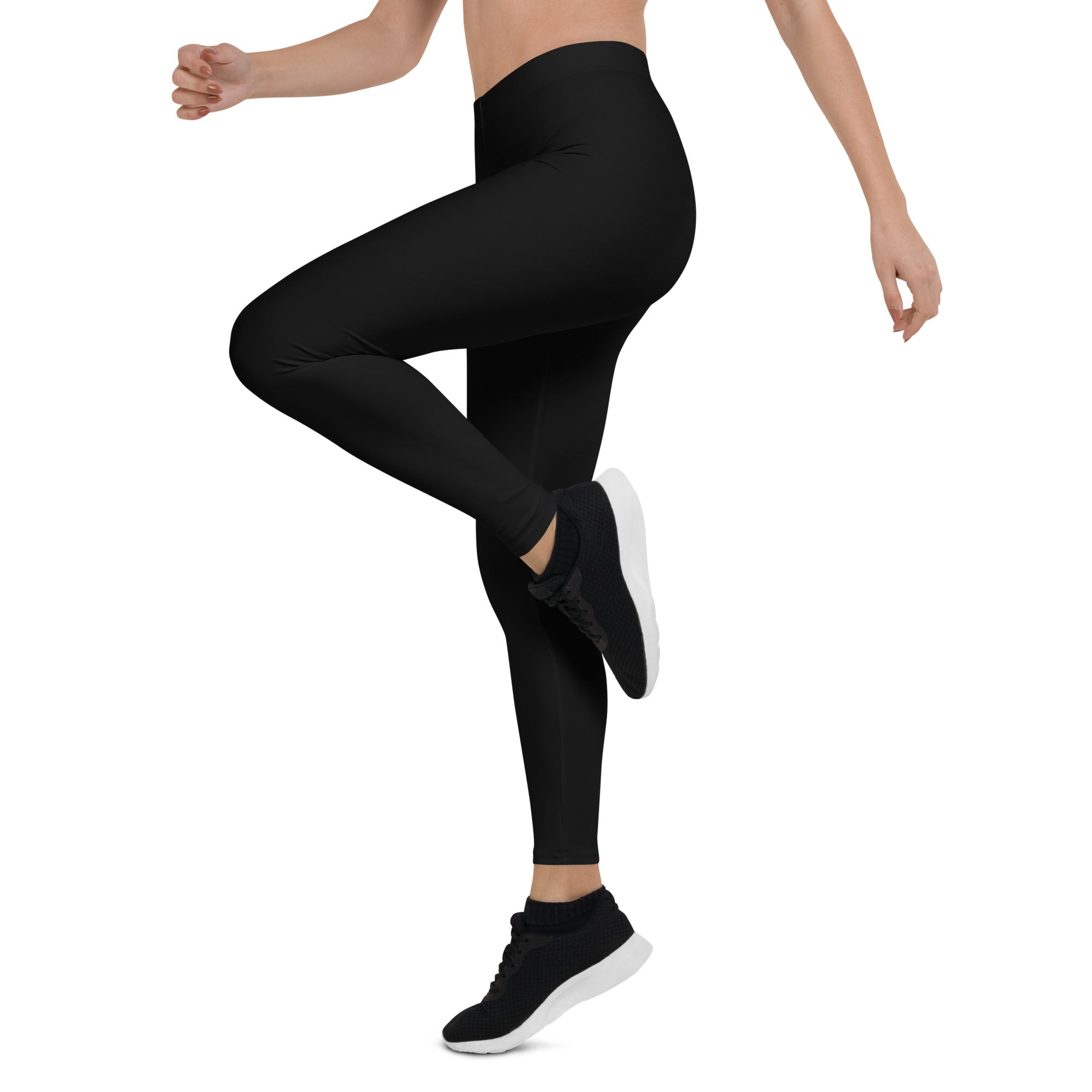 Preppy Plain Black Gym Workout Leggings for Women