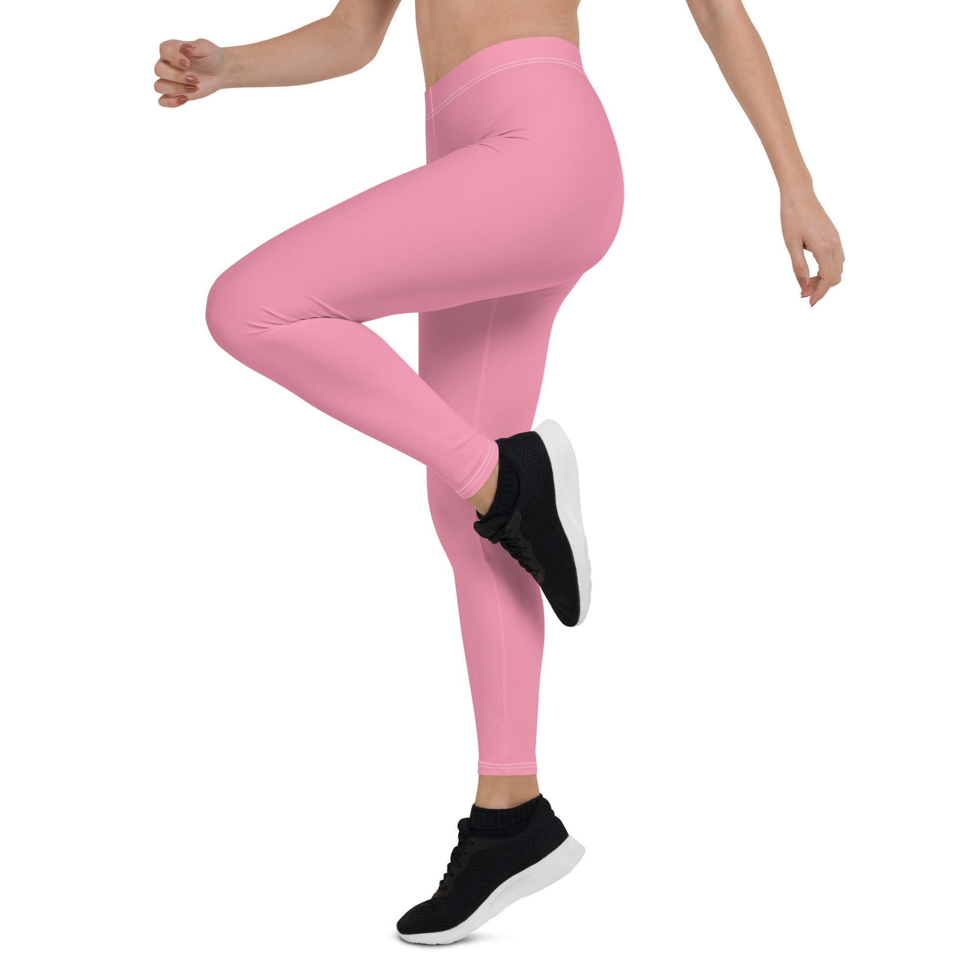 Preppy Plain Pink Gym Workout Leggings for Women