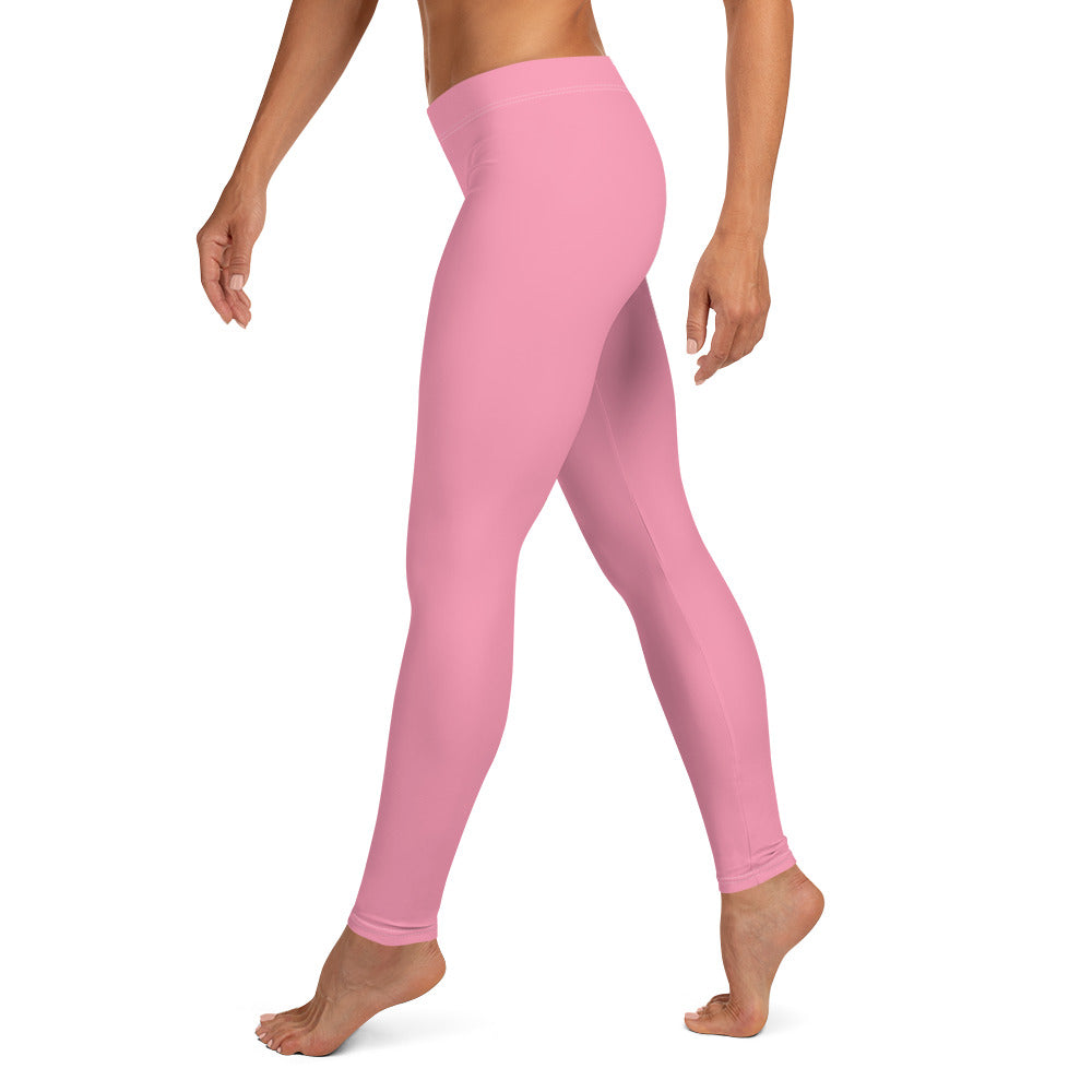 Preppy Plain Pink Gym Workout Leggings for Women