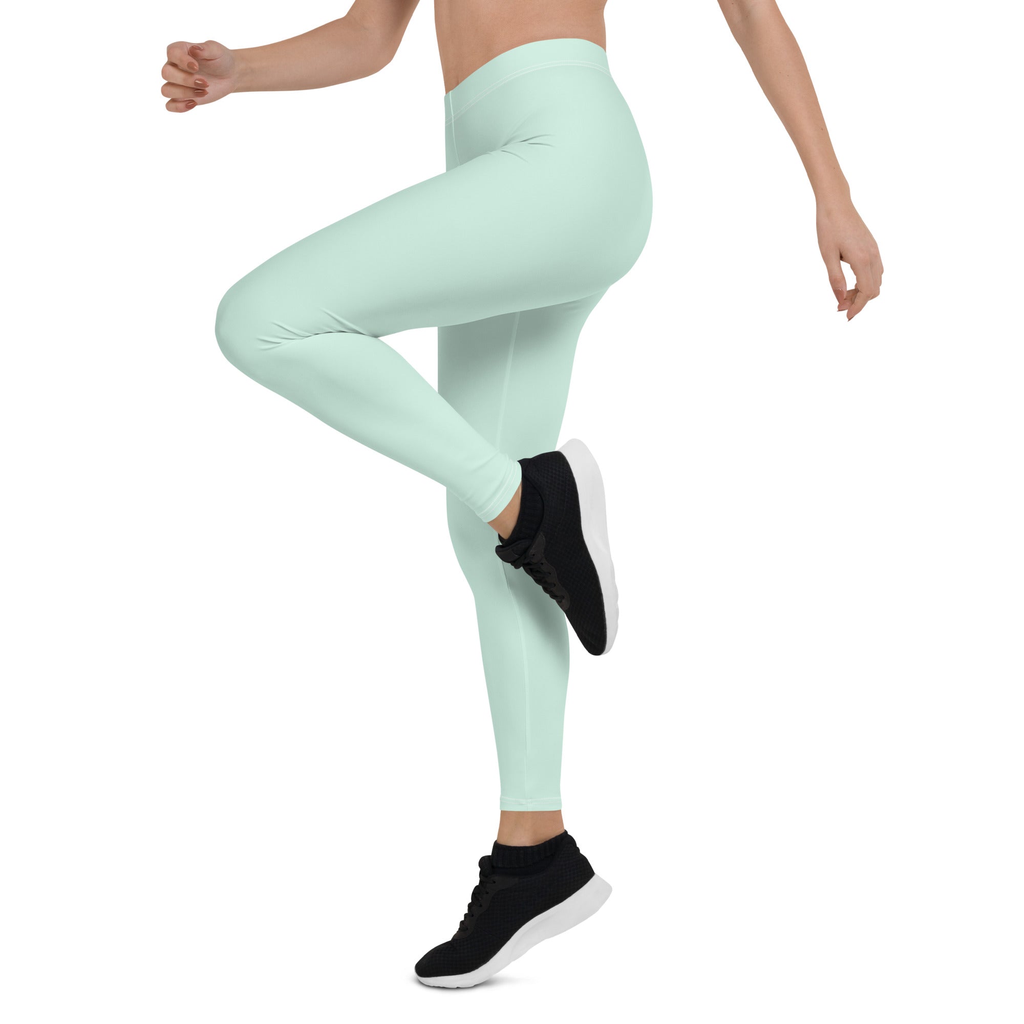 Preppy Plain Sea Green Gym Workout Leggings for Women