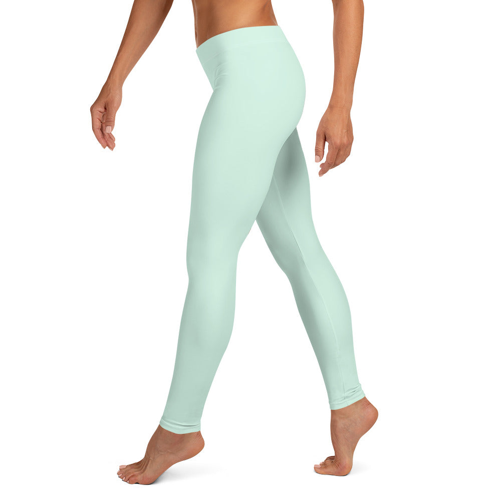 Preppy Plain Sea Green Gym Workout Leggings for Women