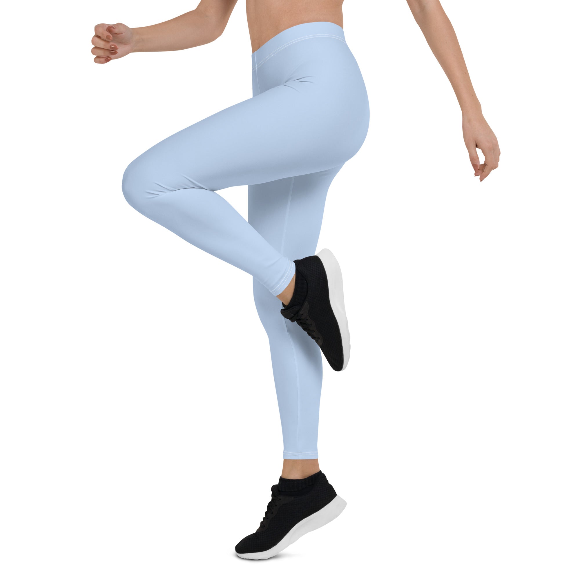 Preppy Plain Baby Blue Gym Workout Leggings for Women