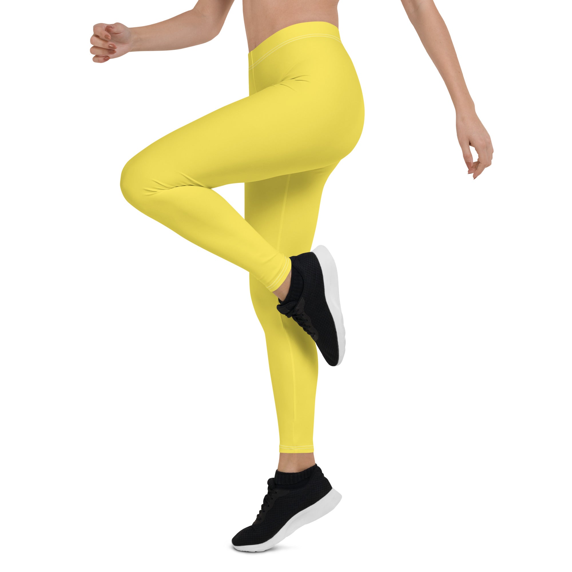 Preppy Plain Yellow Gym Workout Leggings for Women