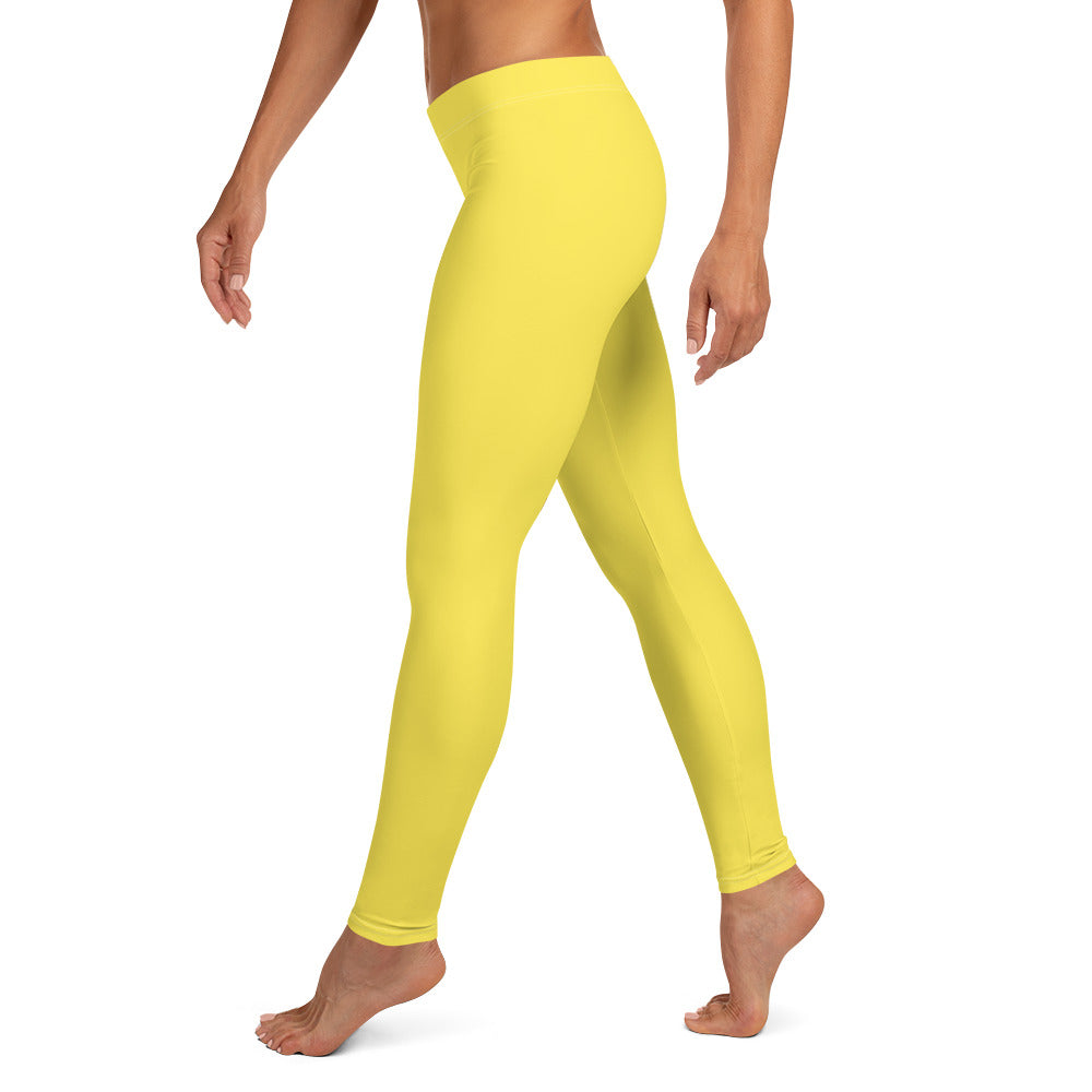 Preppy Plain Yellow Gym Workout Leggings for Women