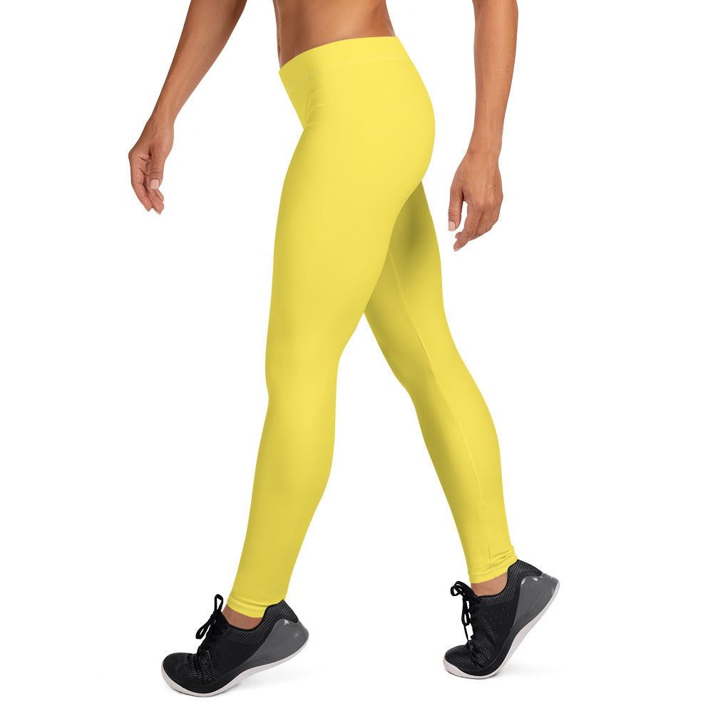 Preppy Plain Yellow Gym Workout Leggings for Women