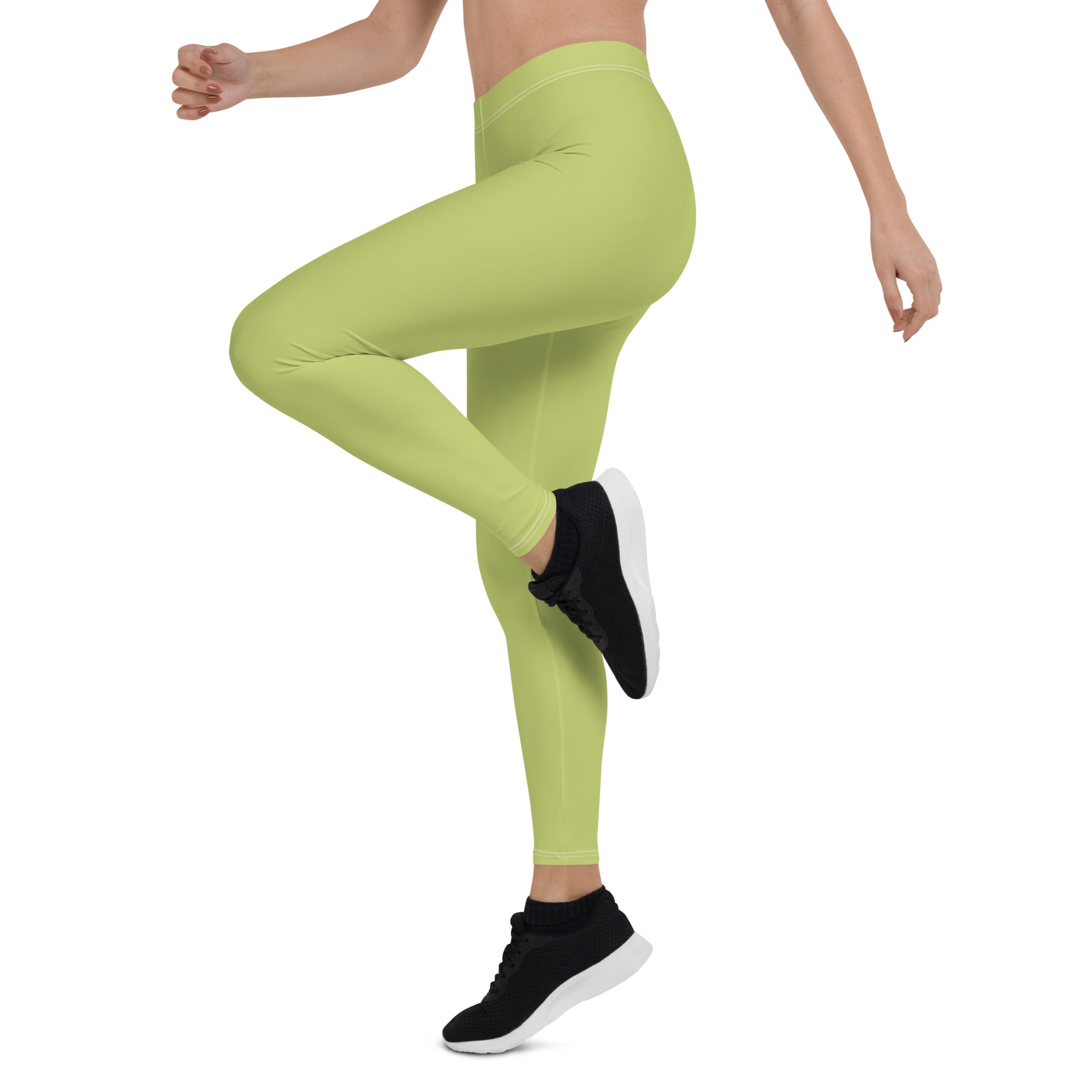 Preppy Plain Olive Green Gym Workout Leggings for Women