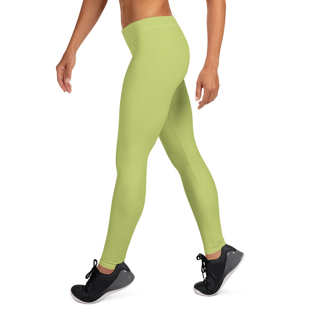 Preppy Plain Olive Green Gym Workout Leggings for Women