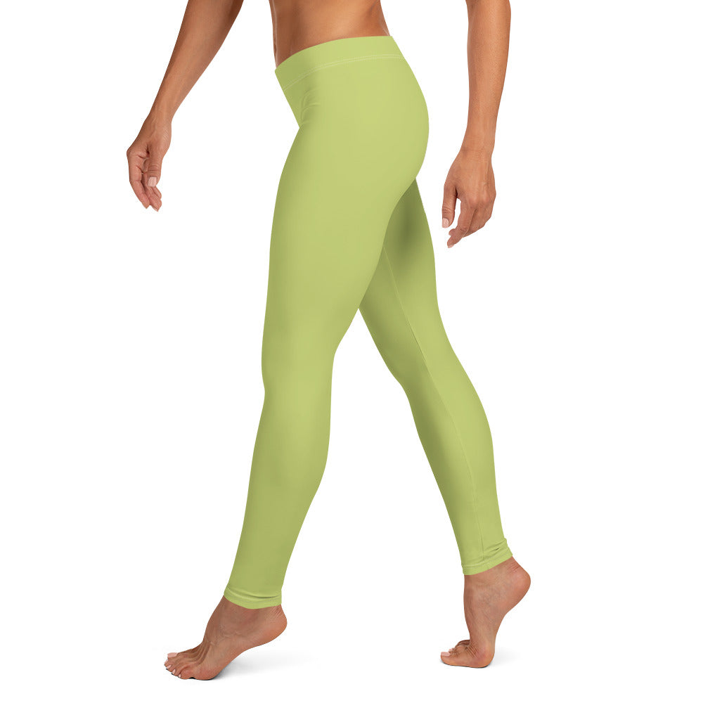 Preppy Plain Olive Green Gym Workout Leggings for Women