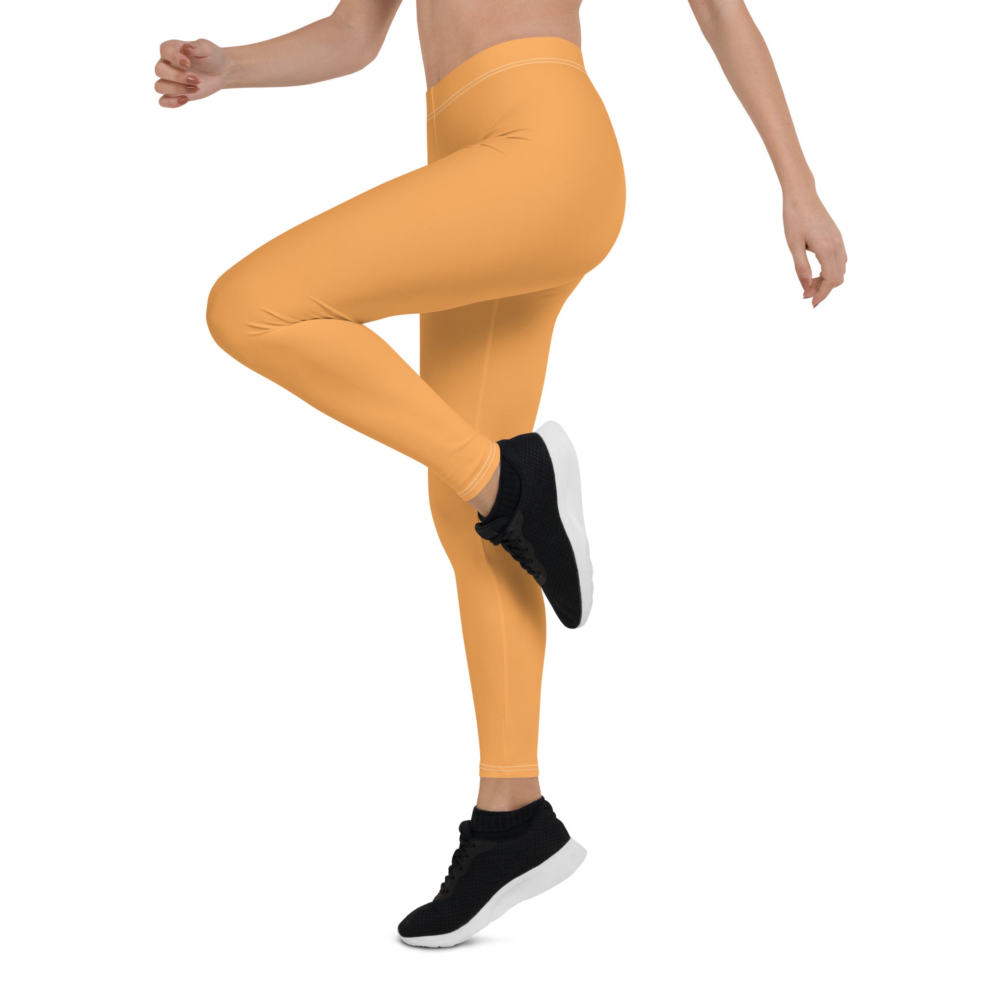 Sporty Orange Running & Gym Workout Leggings for Women