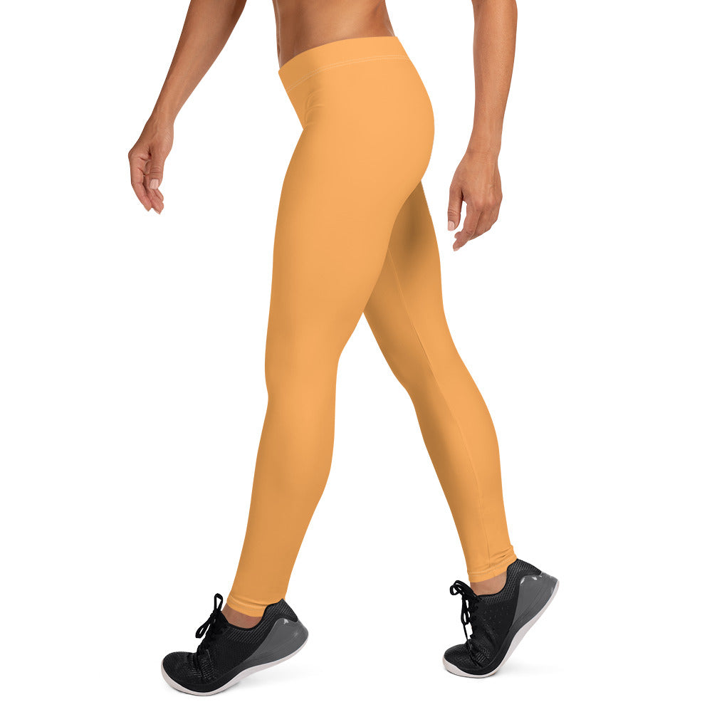 Sporty Orange Running & Gym Workout Leggings for Women