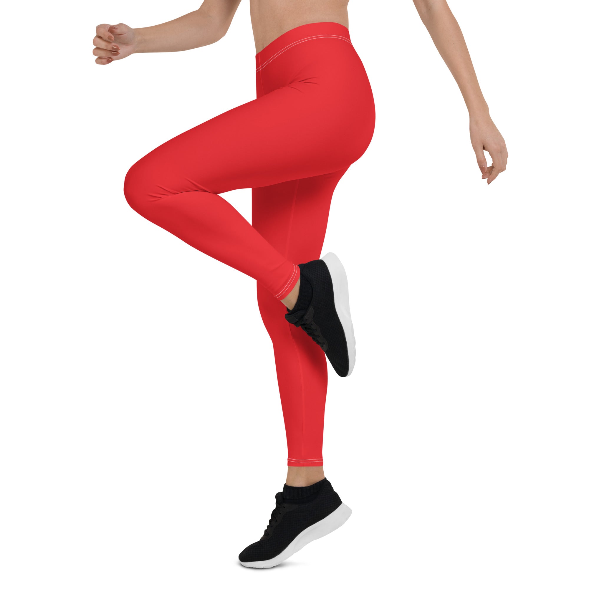 Athletic Red Running & Gym Workout Leggings for Women