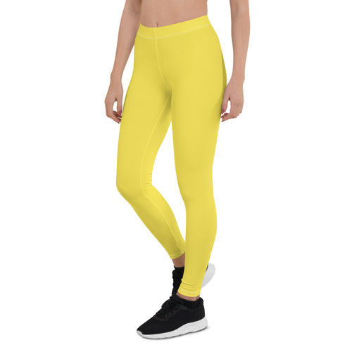 Preppy Plain Yellow Gym Workout Leggings for Women