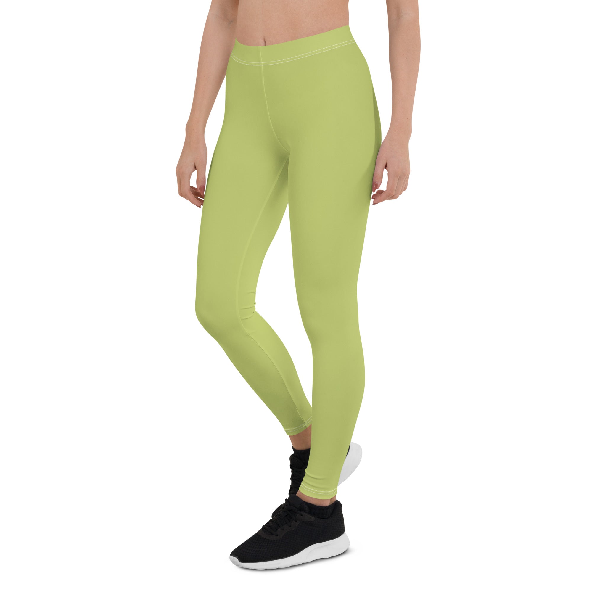 Preppy Plain Olive Green Gym Workout Leggings for Women