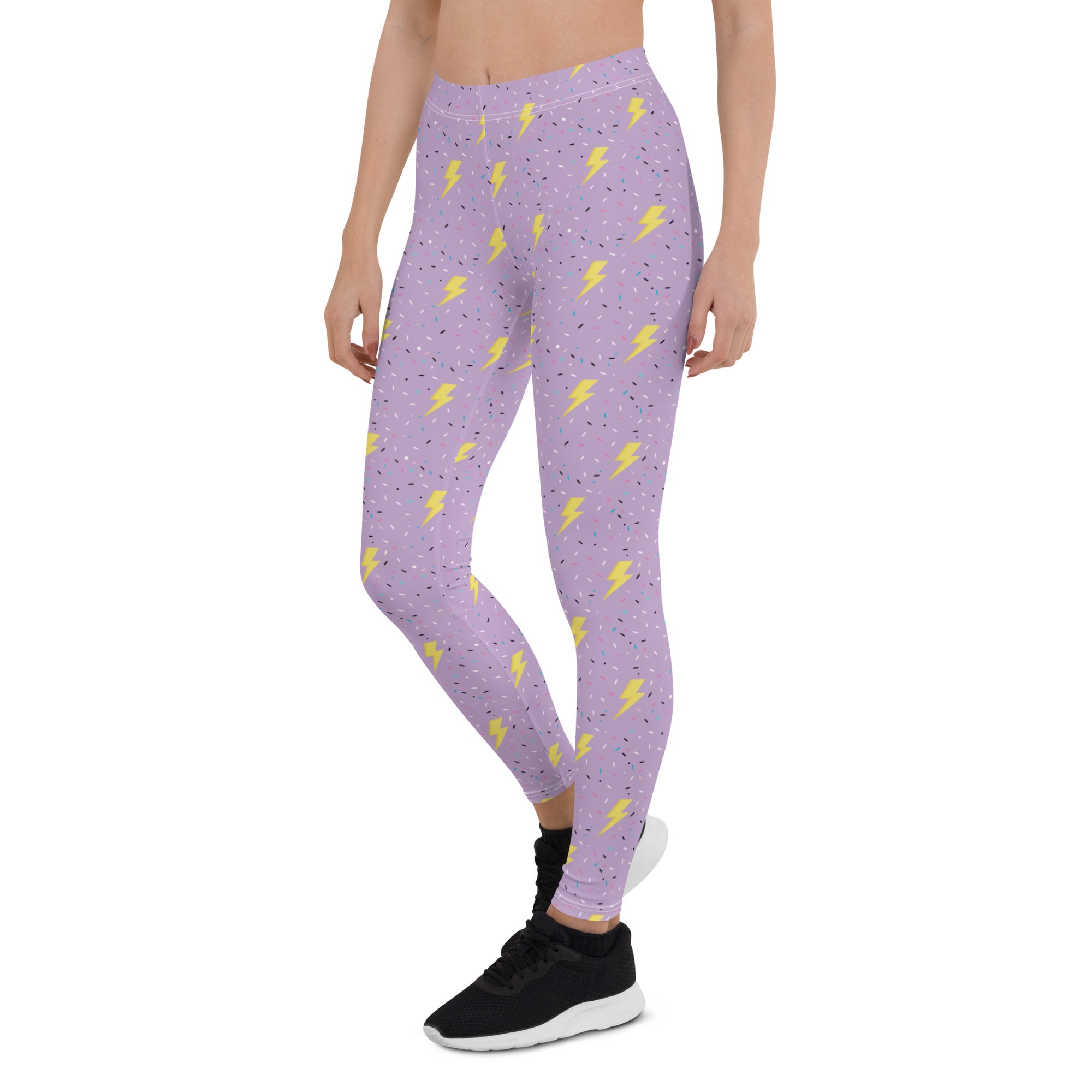 Preppy Purple Lightning Bolts Running & Gym Workout Leggings