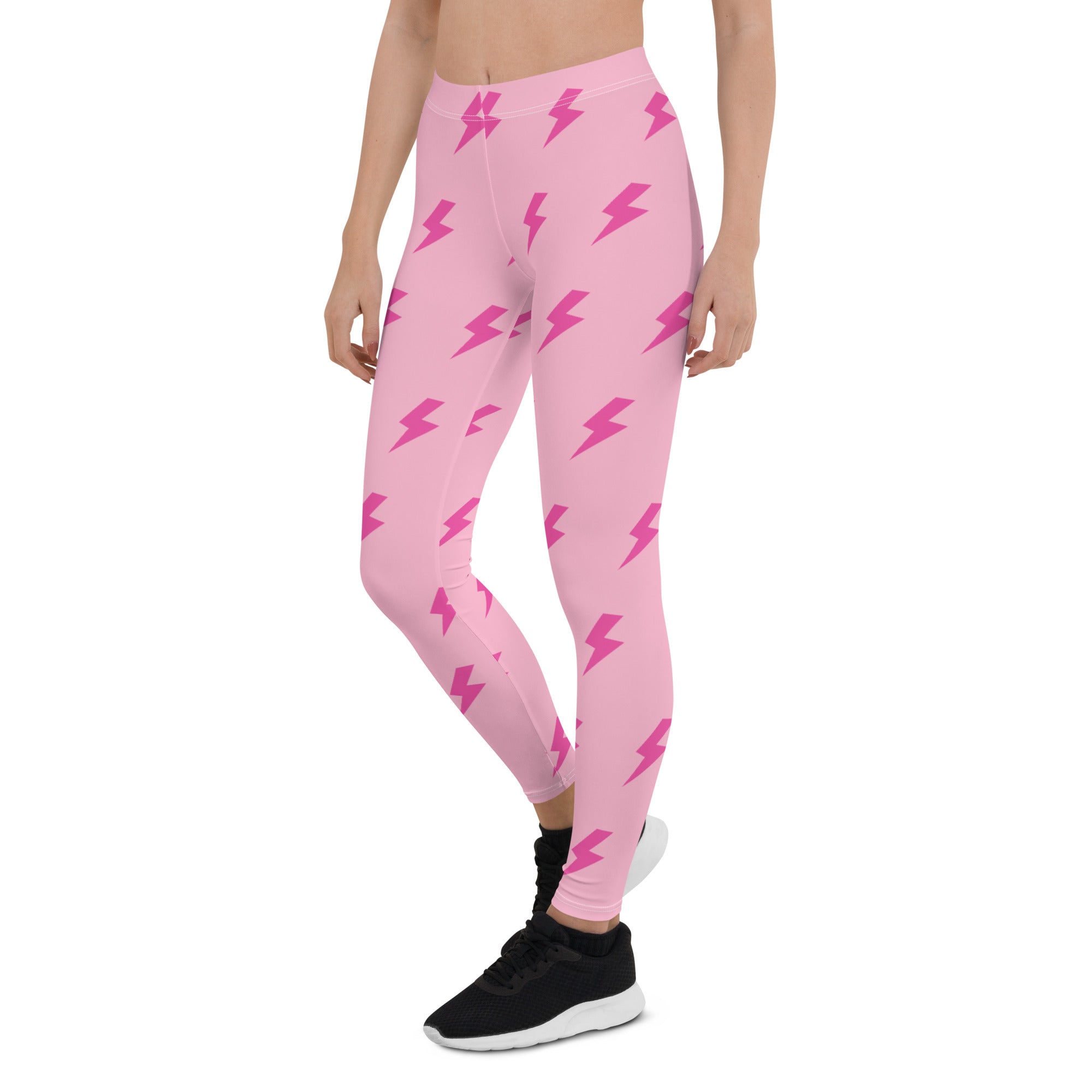 Preppy Pink Lightning Bolts Running & Gym Leggings