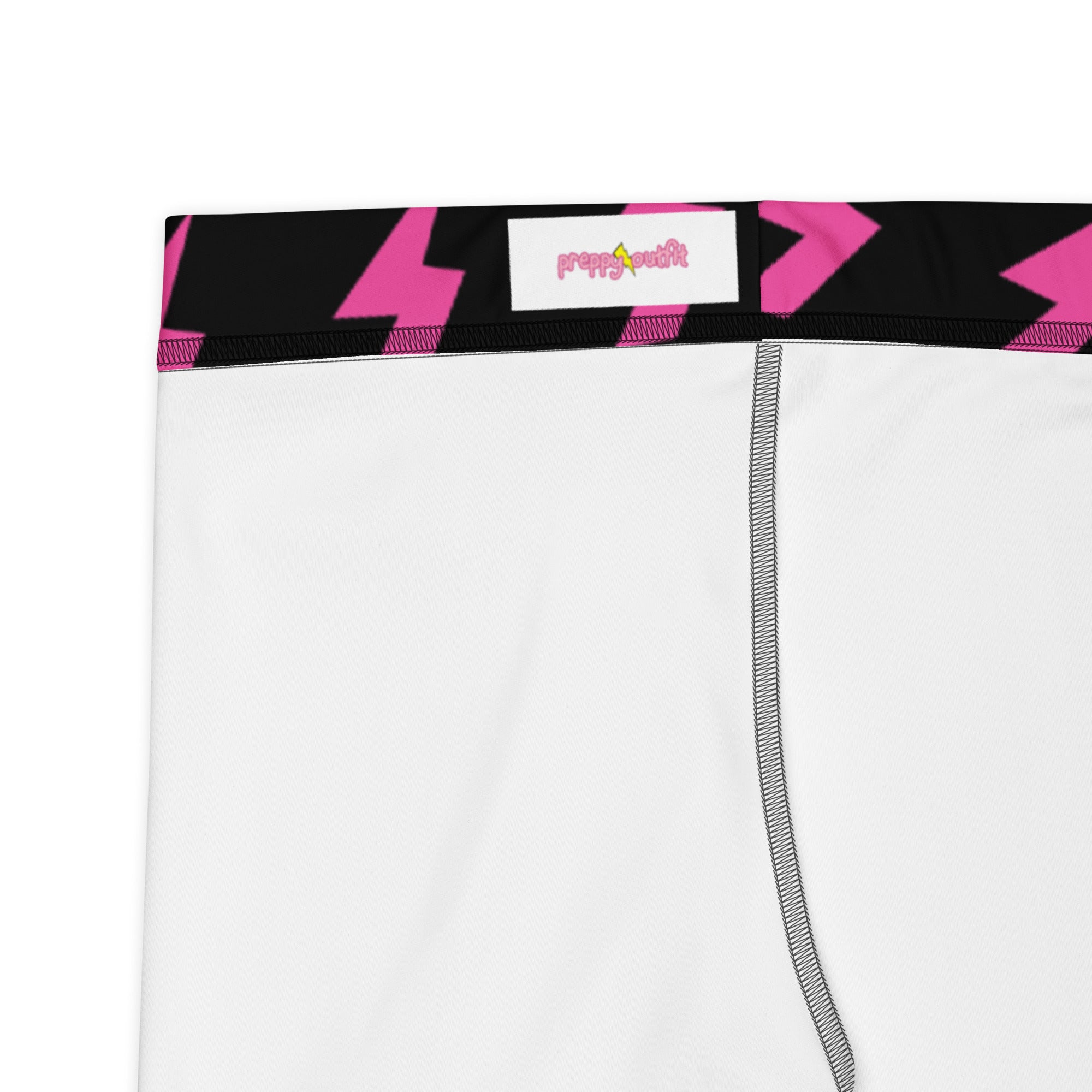 Preppy Pink Lightning Bolts Black Running & Gym Leggings