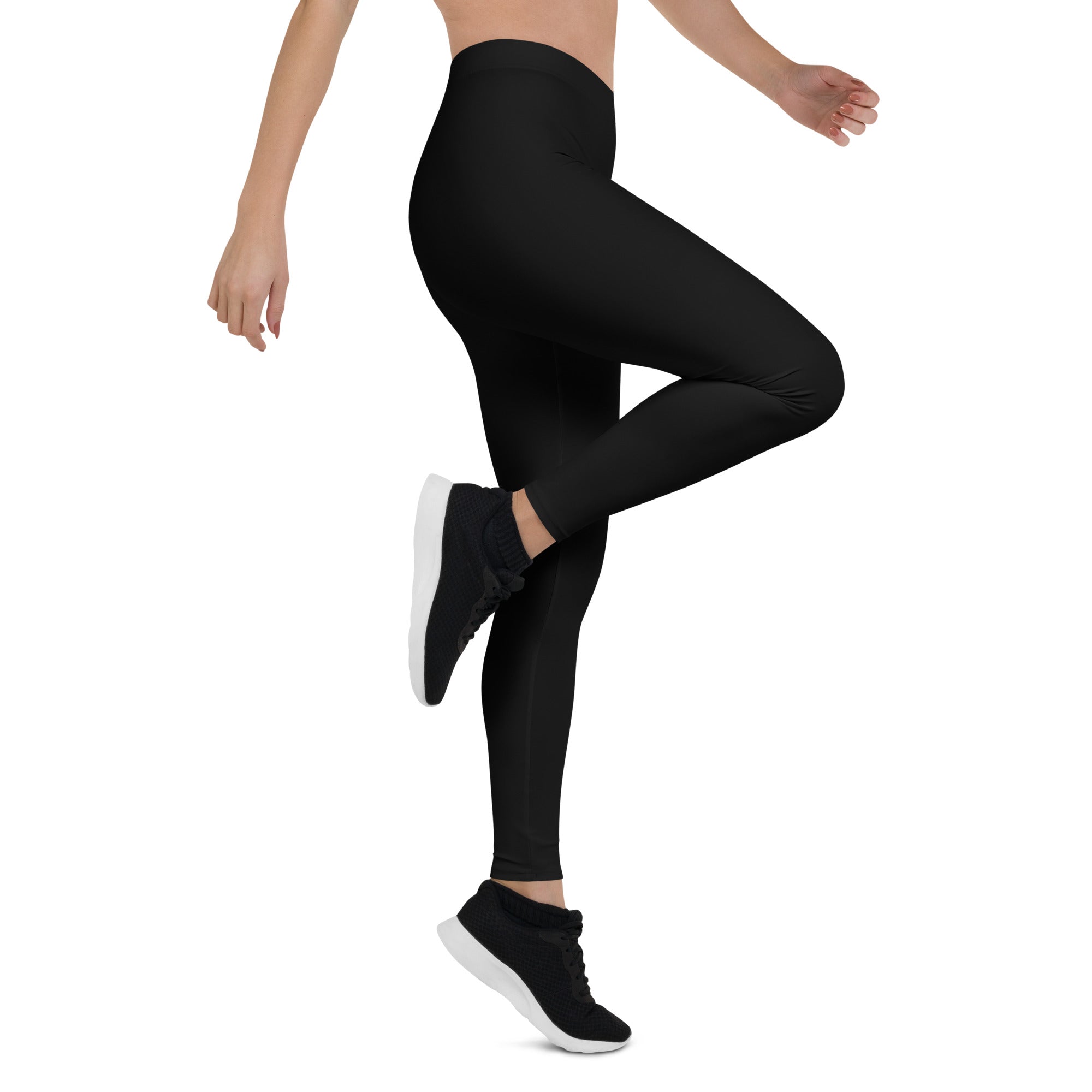 Preppy Plain Black Gym Workout Leggings for Women