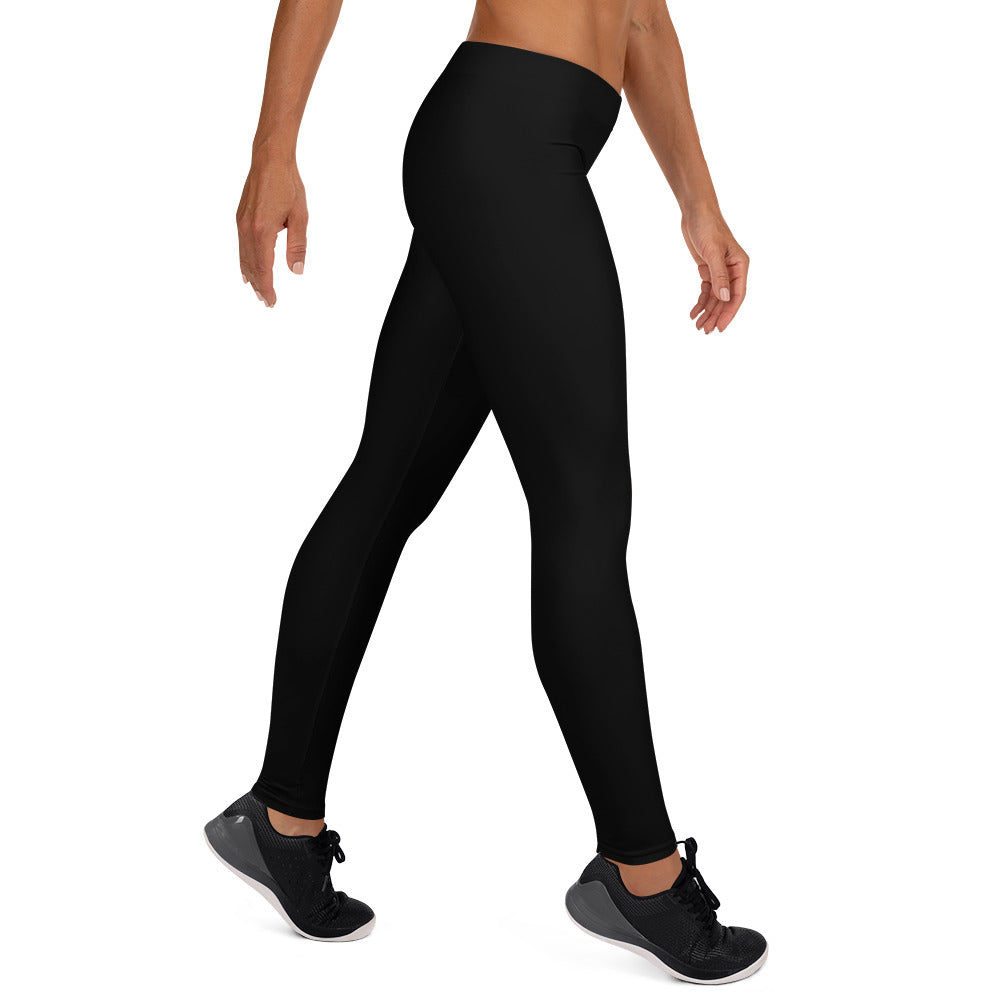 Preppy Plain Black Gym Workout Leggings for Women