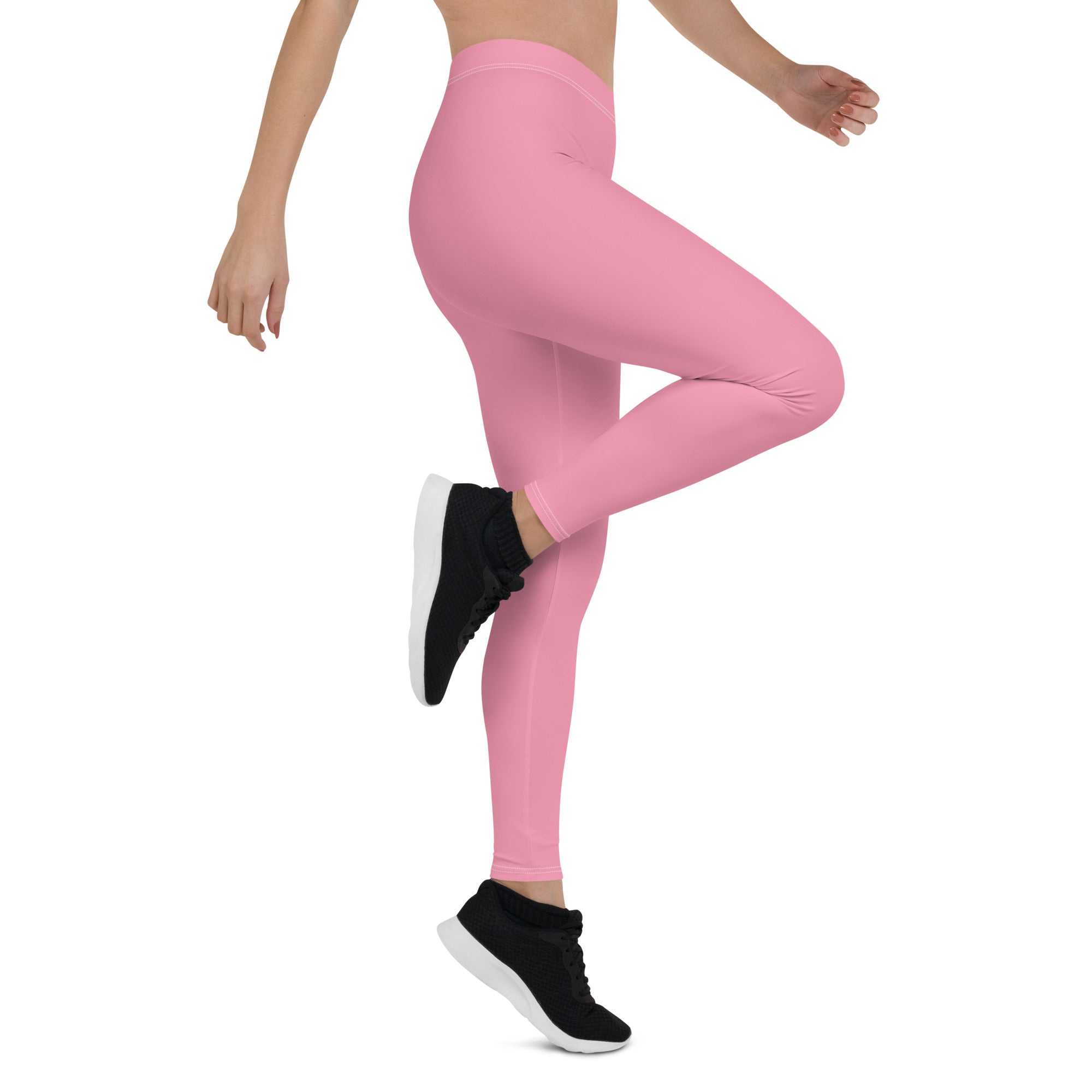 Preppy Plain Pink Gym Workout Leggings for Women
