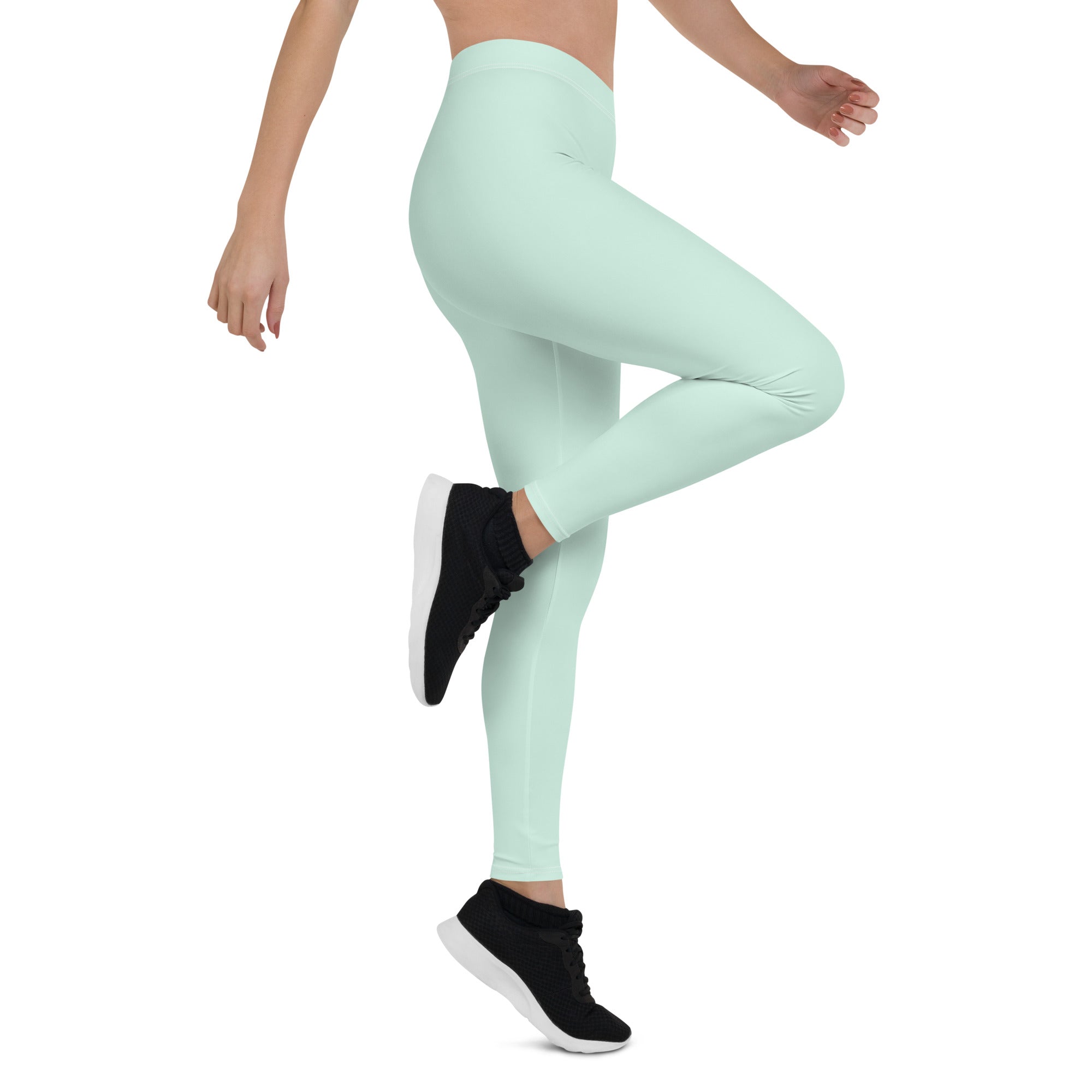 Preppy Plain Sea Green Gym Workout Leggings for Women