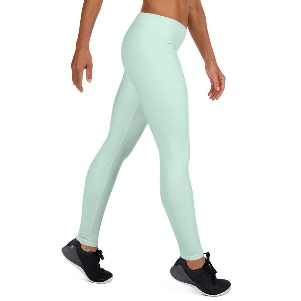 Preppy Plain Sea Green Gym Workout Leggings for Women