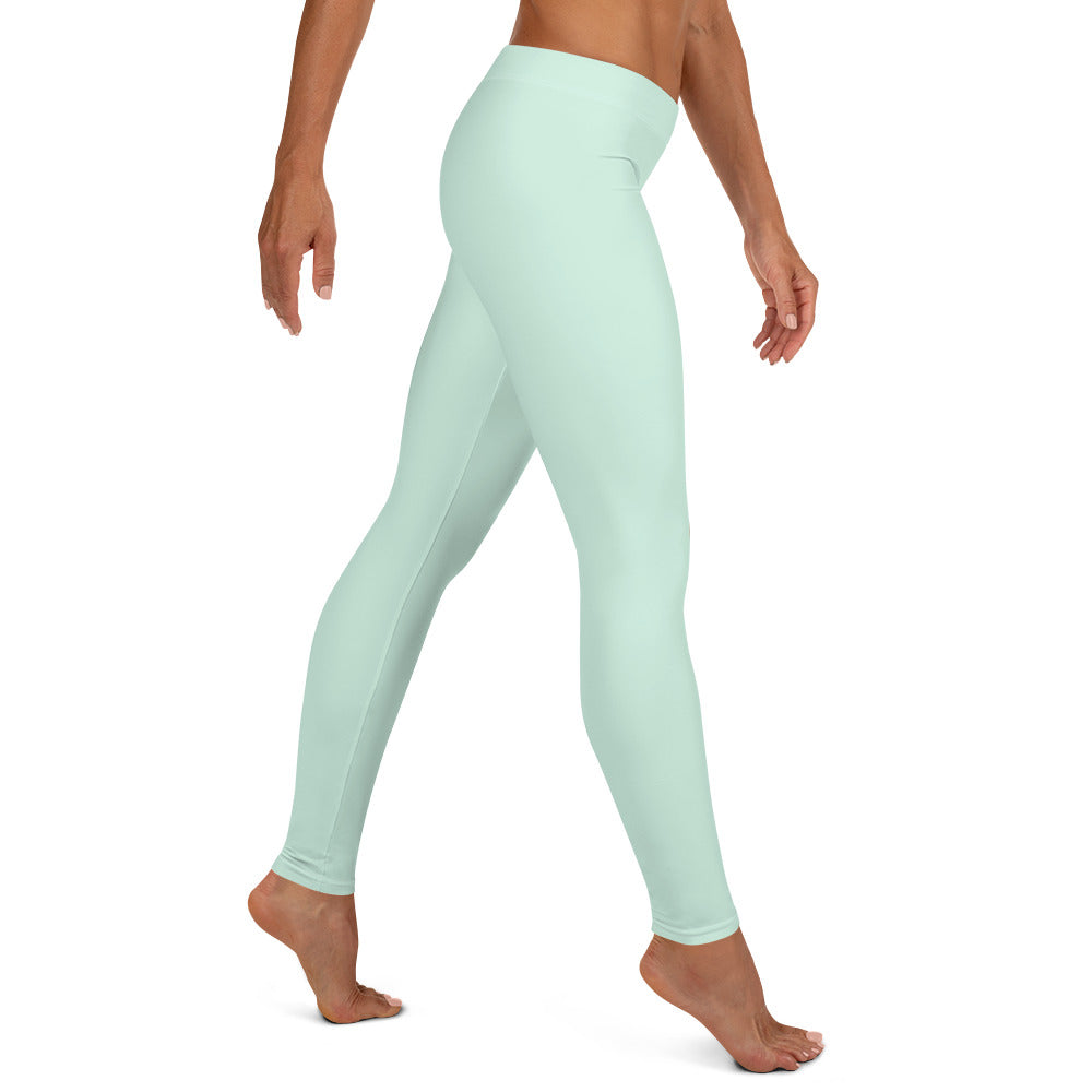Preppy Plain Sea Green Gym Workout Leggings for Women