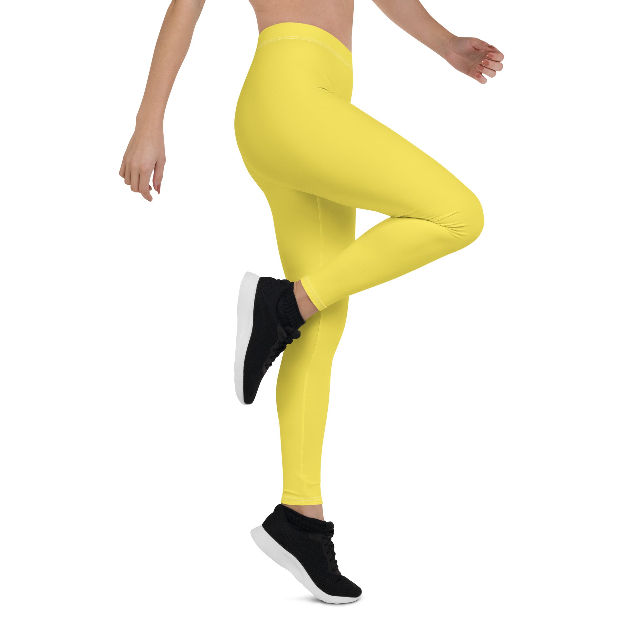 Preppy Plain Yellow Gym Workout Leggings for Women