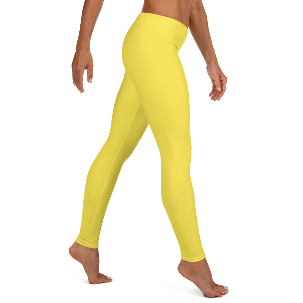 Preppy Plain Yellow Gym Workout Leggings for Women